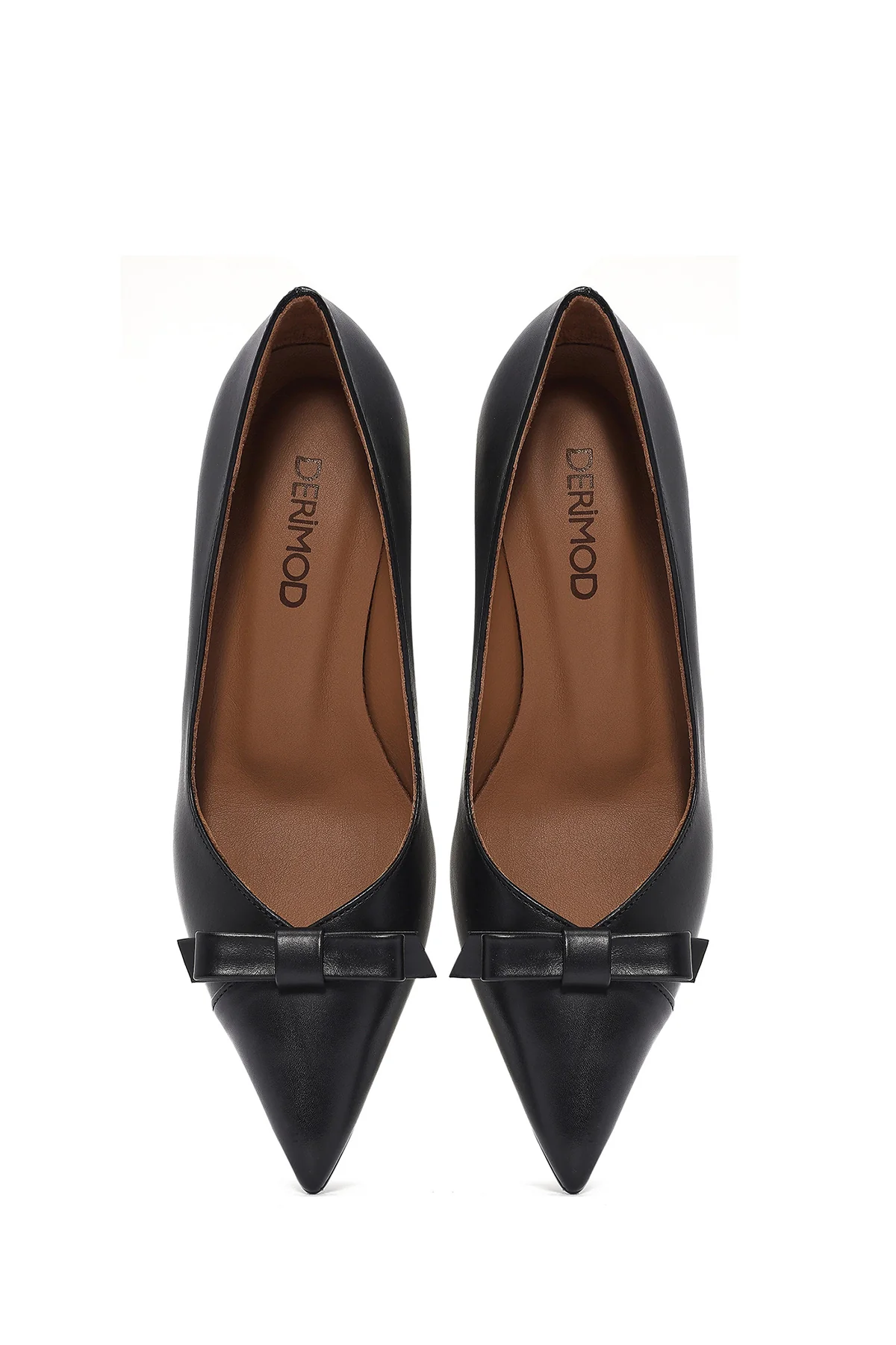 Kadın Siyah İnce Kısa Topuklu Deri Stiletto - Image 7
