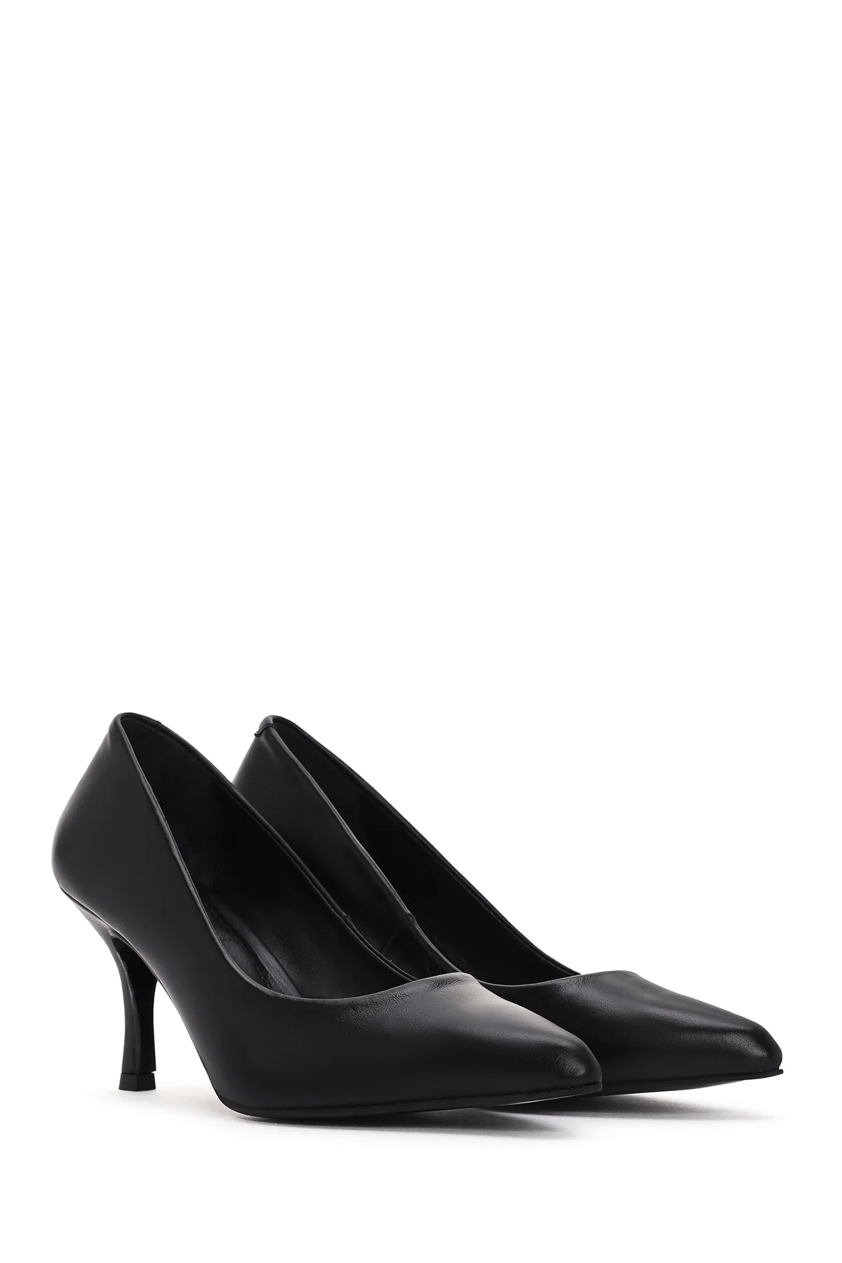 Kadın Siyah İnce Topuklu Deri Stiletto - Image 3