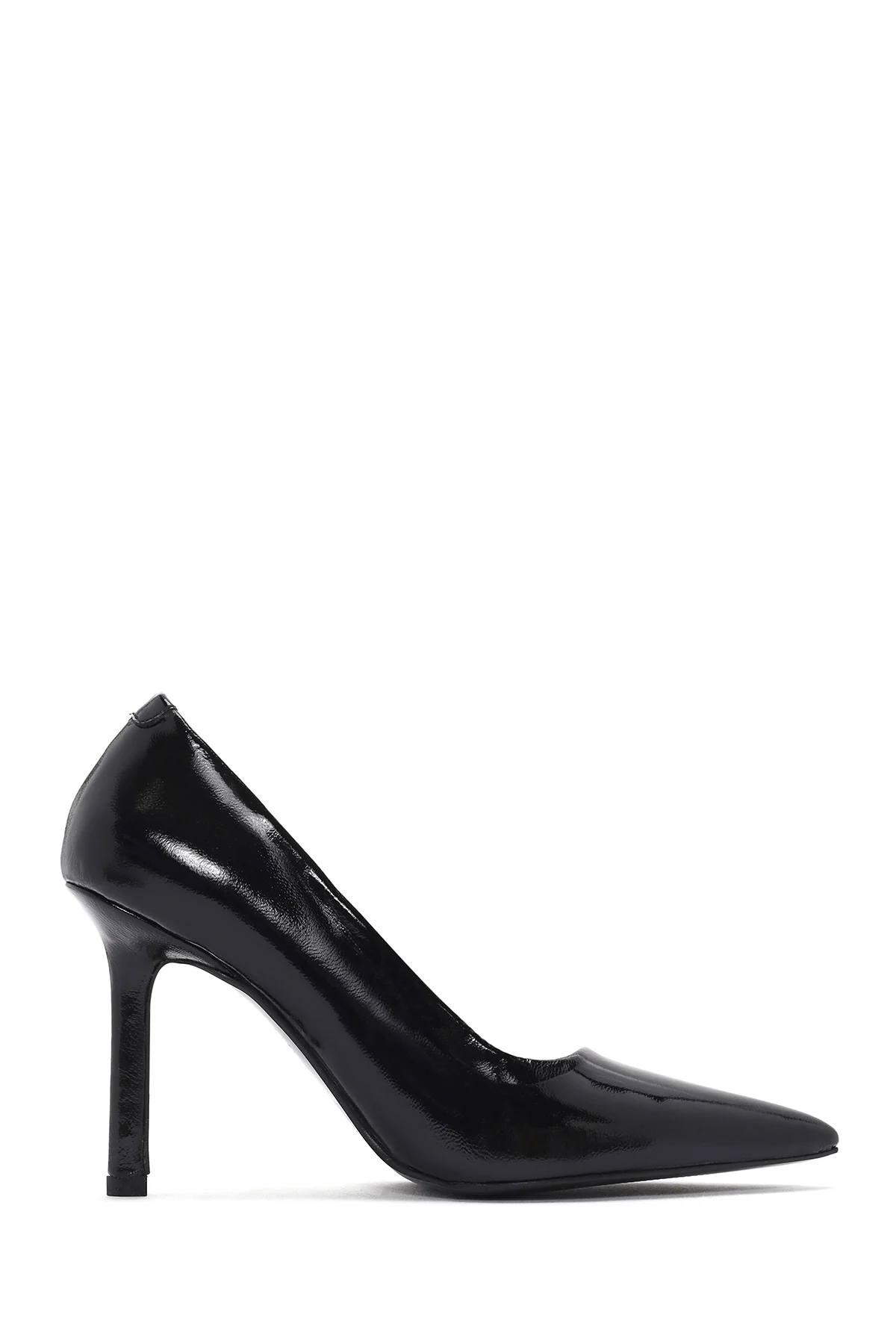 Kadın Siyah İnce Topuklu Rugan Deri Stiletto