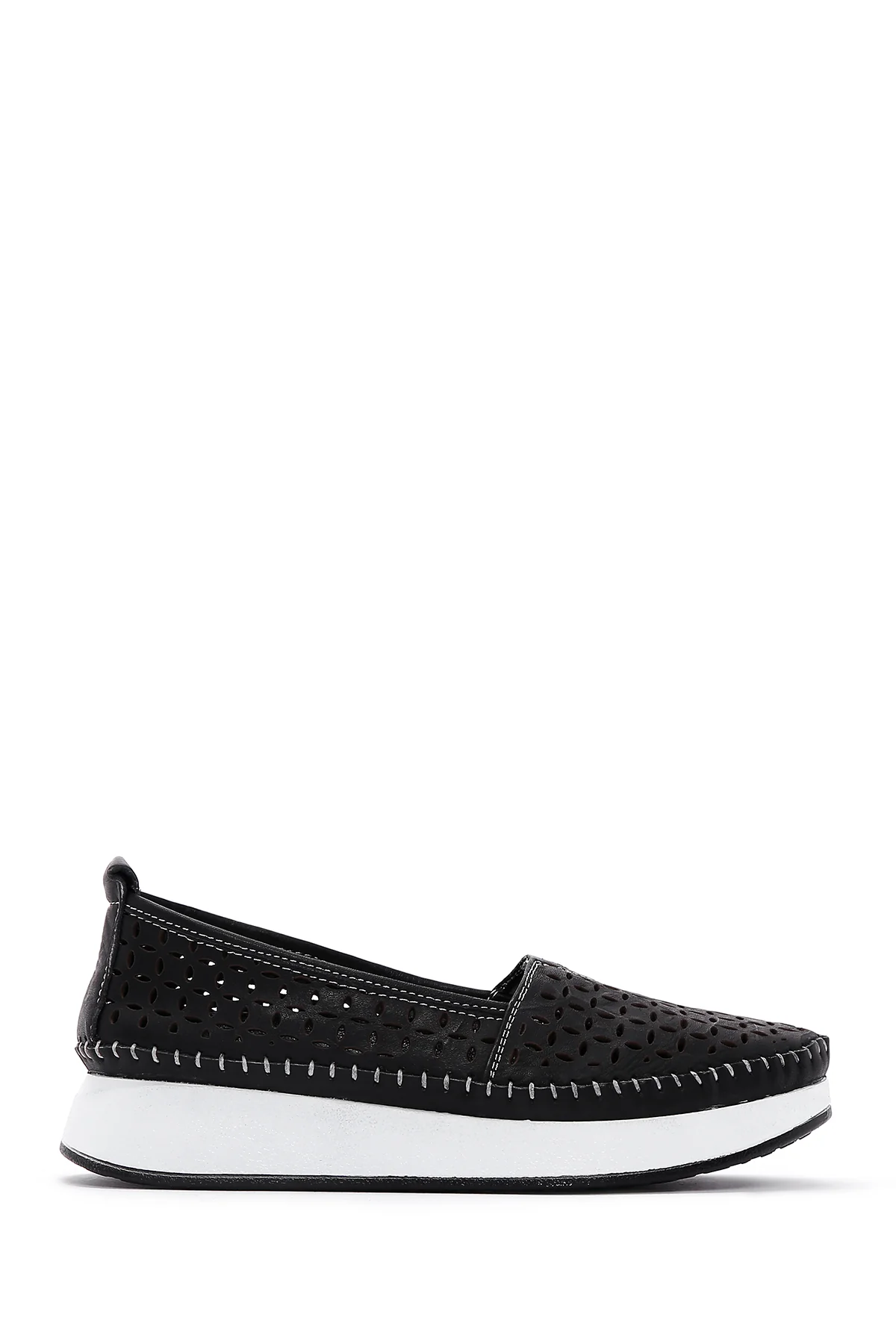 Kadın Siyah Kalın Tabanlı Deri Konfor Loafer
