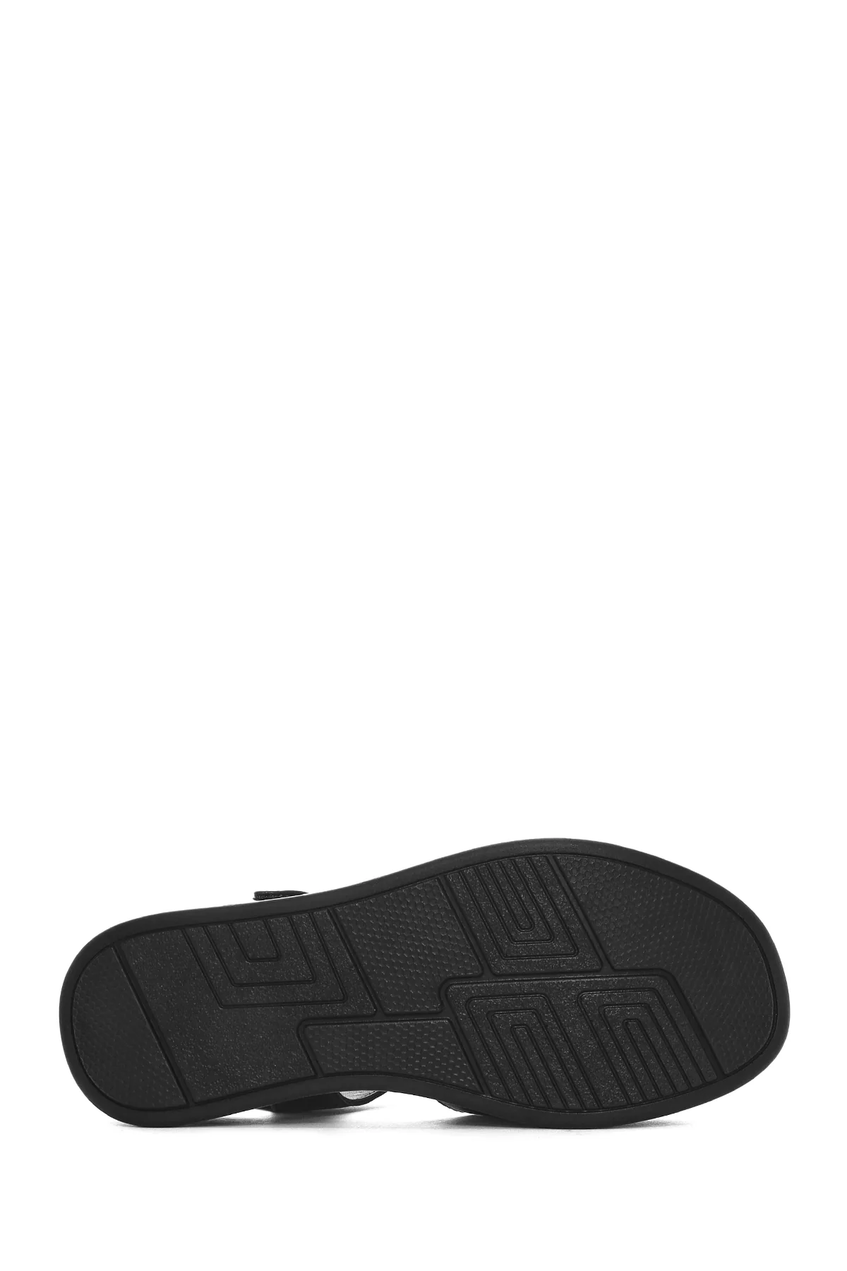 Kadın Siyah Kalın Tabanlı Deri Comfort Sandalet - Image 4