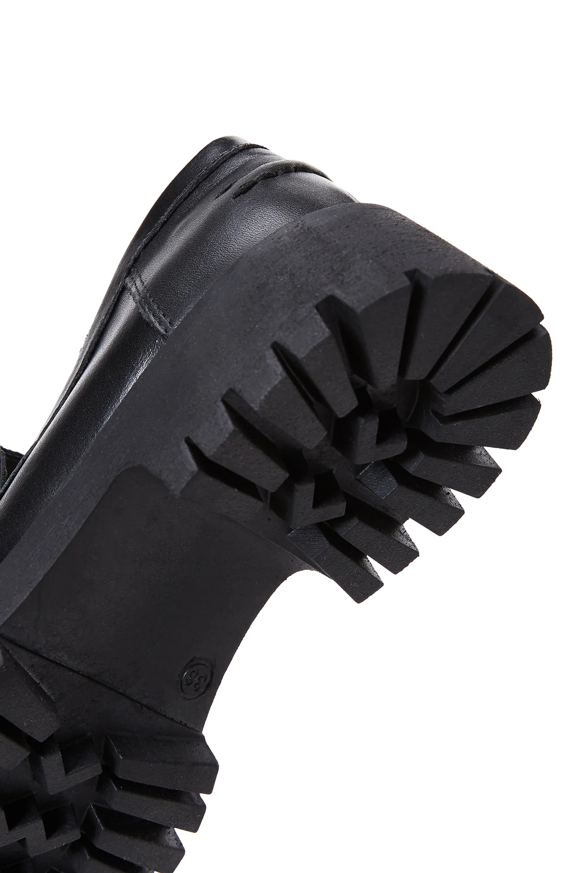 Kadın Siyah Kalın Tabanlı Deri Maskülen Loafer - Image 7