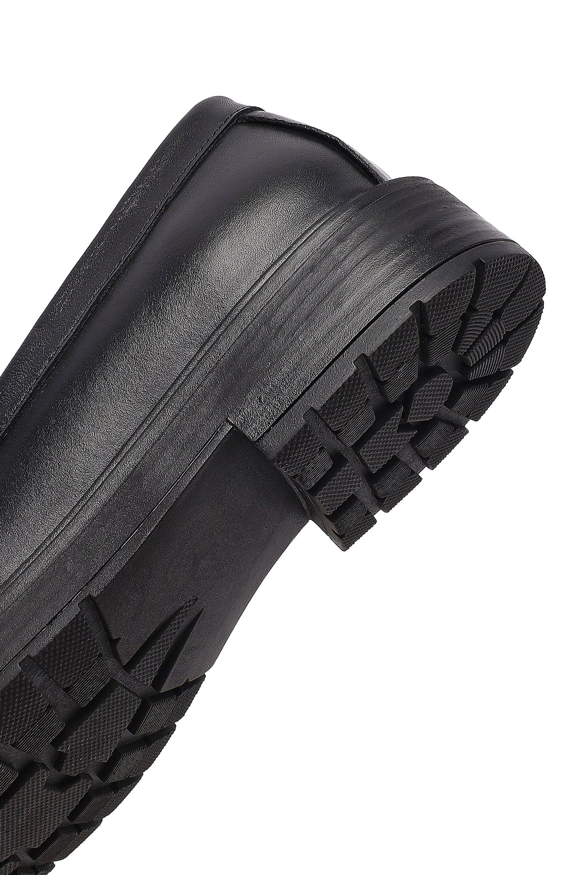 Kadın Siyah Kalın Tabanlı Deri Maskülen Loafer - Image 9