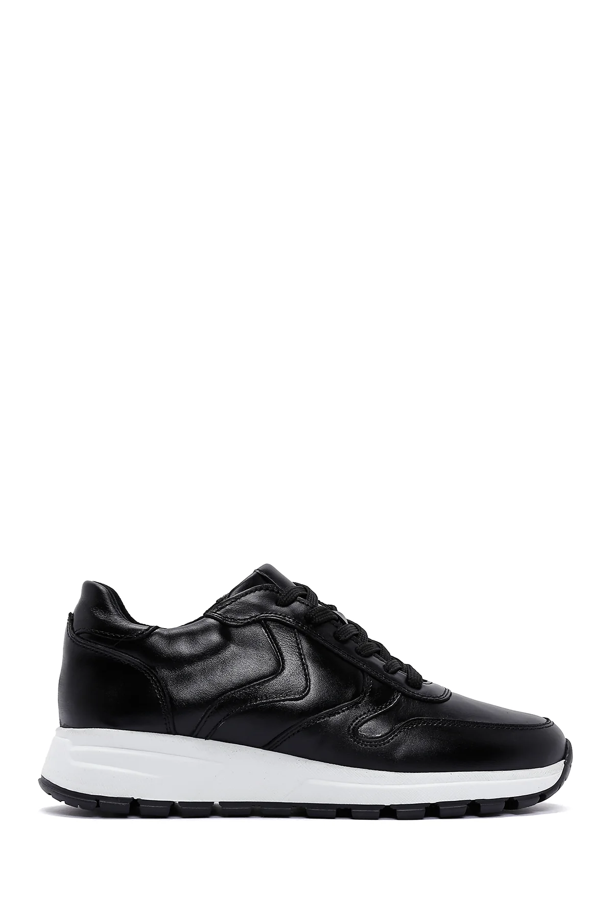 Kadın Siyah Kalın Tabanlı Deri Sneaker