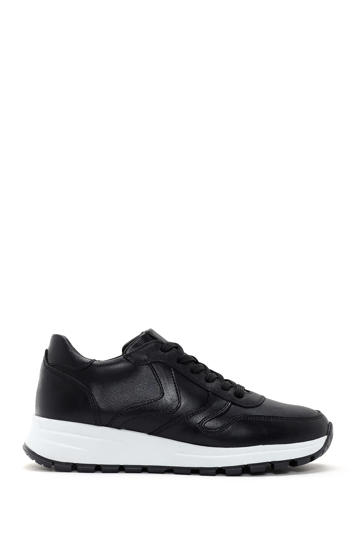 Kadın Siyah Kalın Tabanlı Deri Sneaker