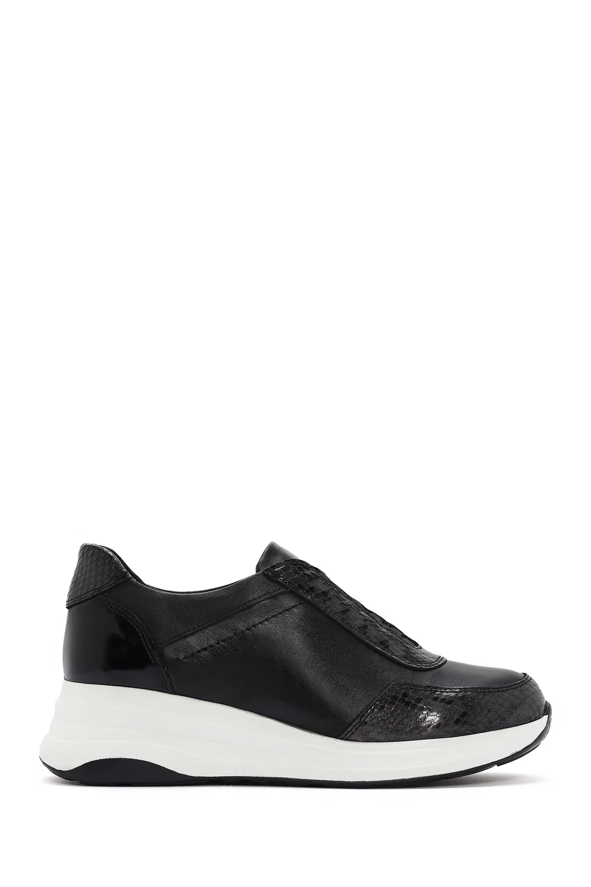 Kadın Siyah Kalın Tabanlı Deri Sneaker