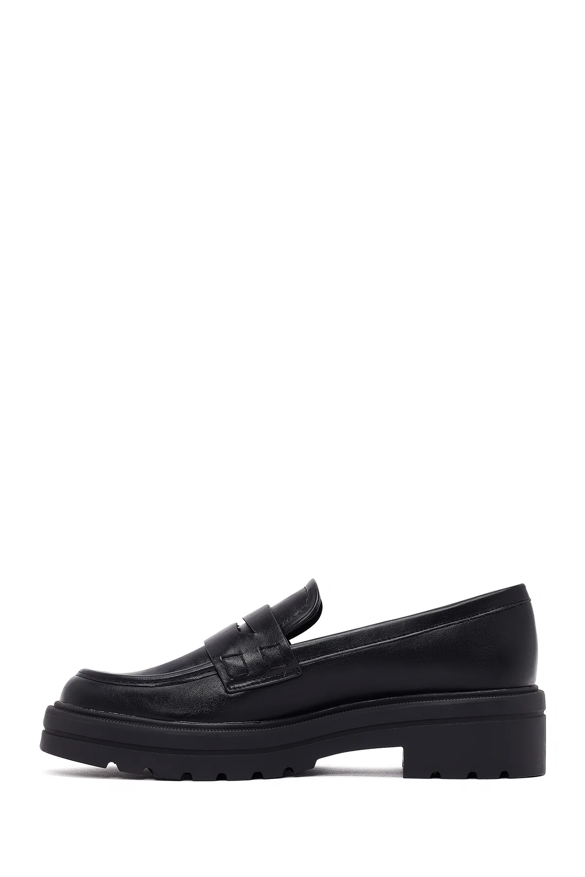 Kadın Siyah Kalın Tabanlı Maskülen Loafer - Image 2