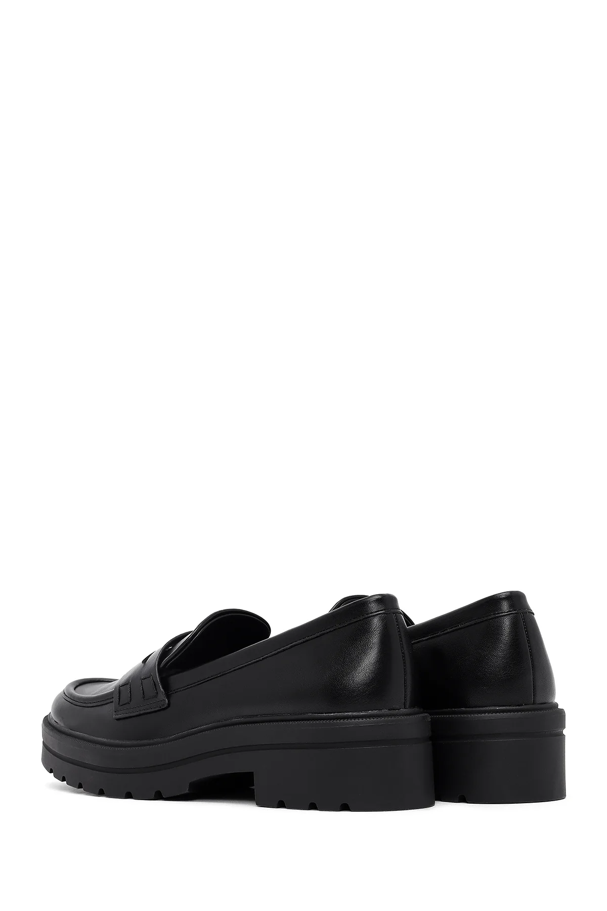 Kadın Siyah Kalın Tabanlı Maskülen Loafer - Image 5