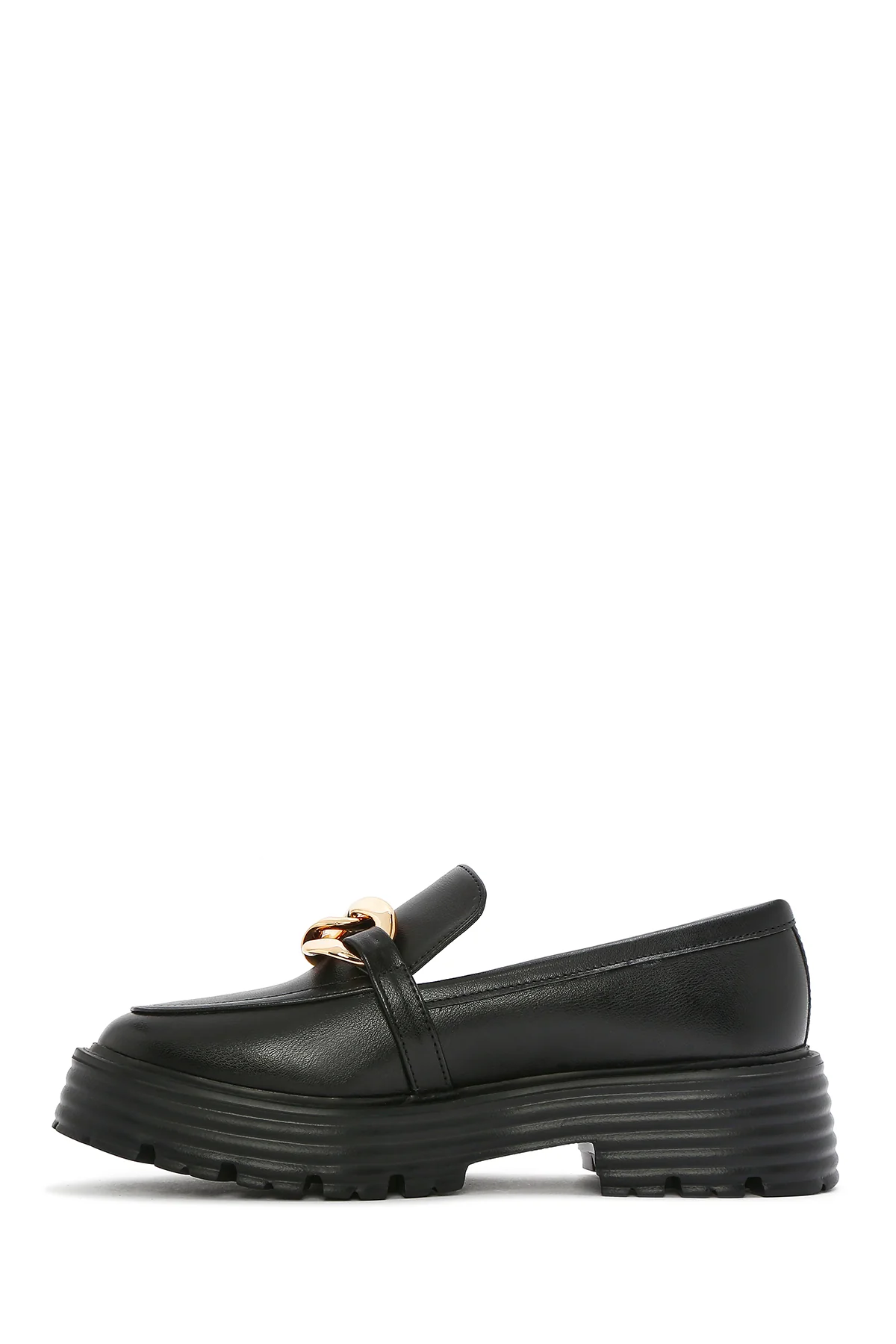 Kadın Siyah Kalın Tabanlı Maskülen Loafer - Image 2