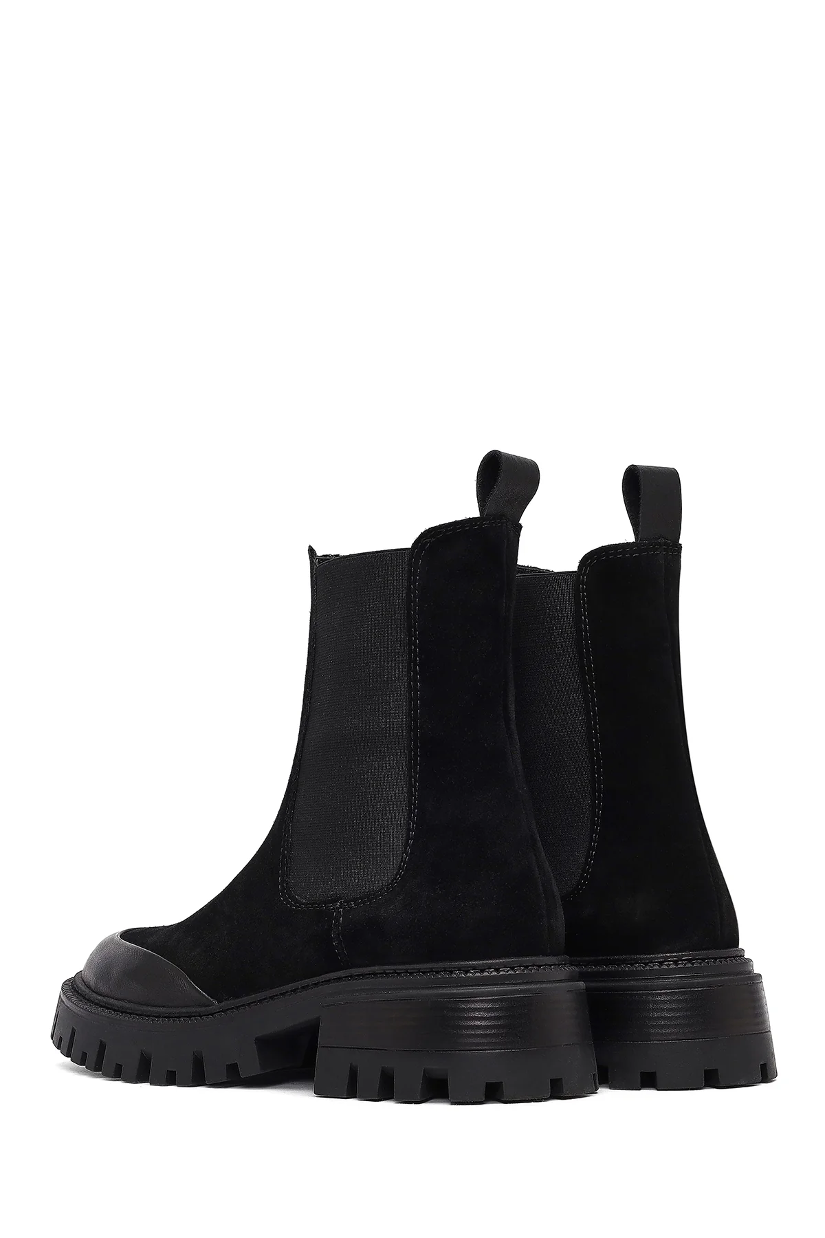 Kadın Siyah Kalın Tabanlı Süet Deri Chelsea Bot - Image 6
