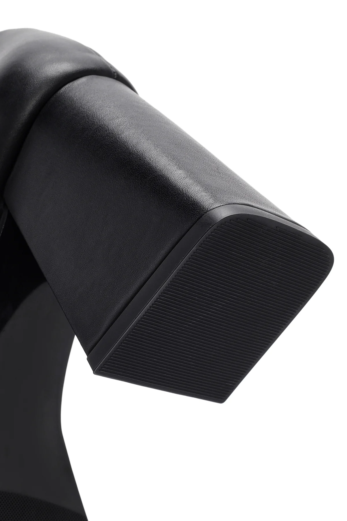 Kadın Siyah Kalın Yüksek Topuklu Deri Maskülen Loafer - Image 9