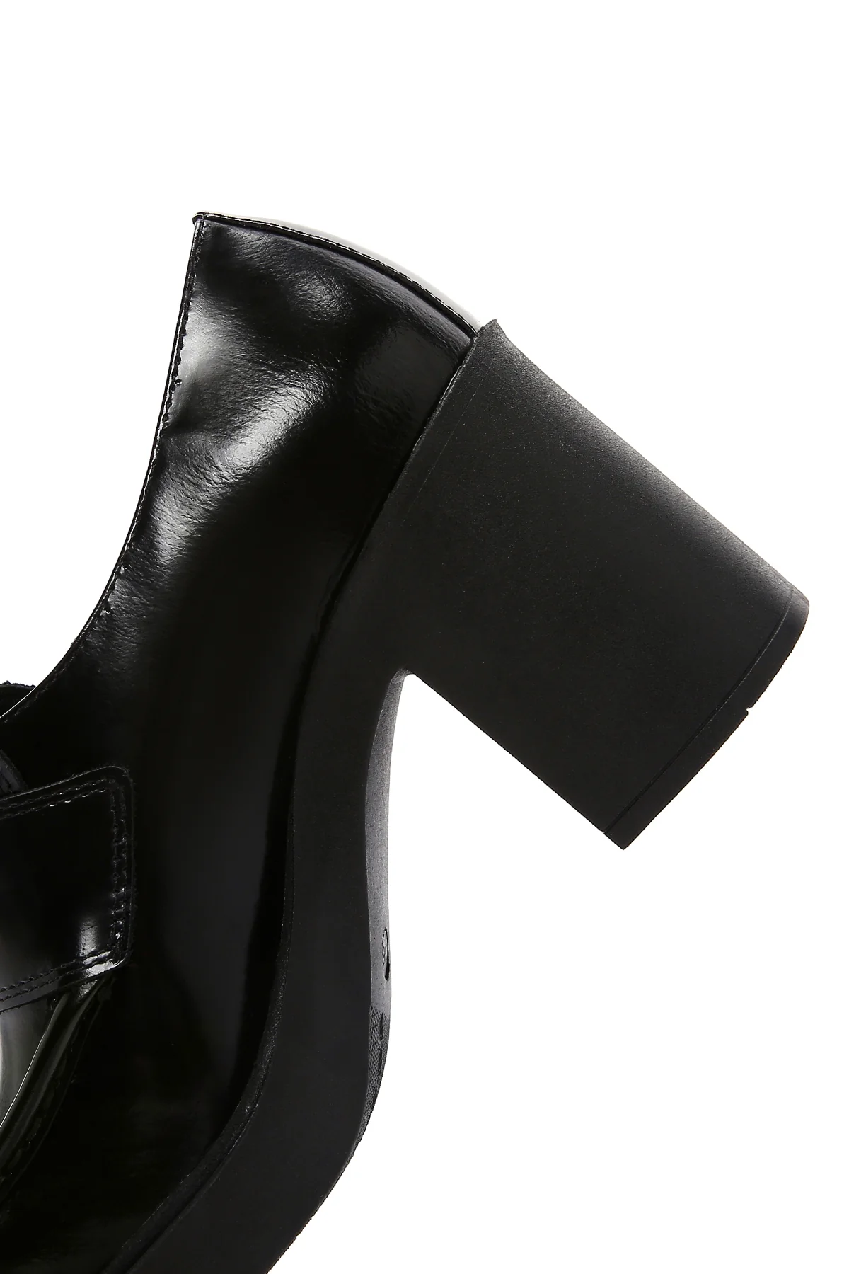Kadın Siyah Kalın Yüksek Topuklu Deri Maskülen Loafer - Image 8