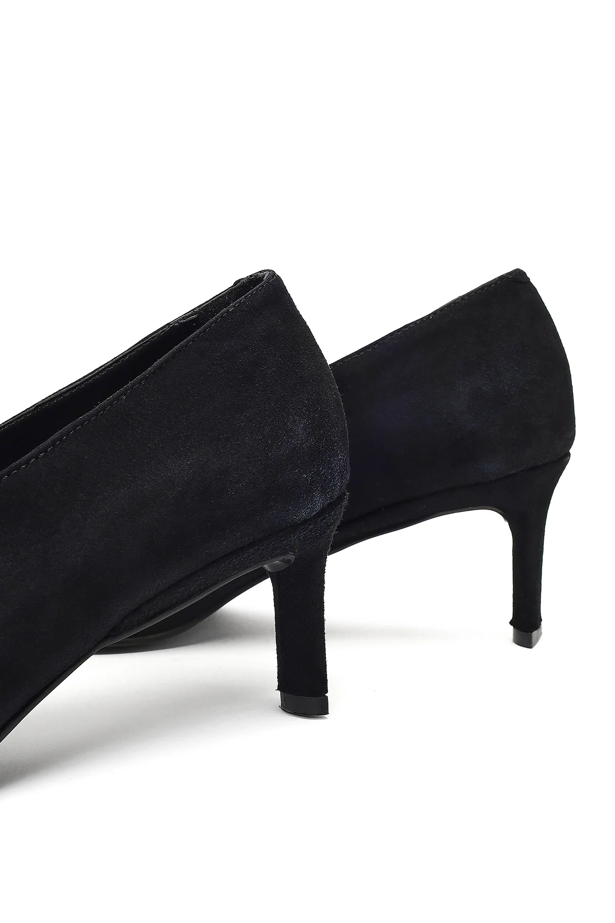 Kadın Siyah Kısa İnce Topuklu Süet Deri Stiletto - Image 10
