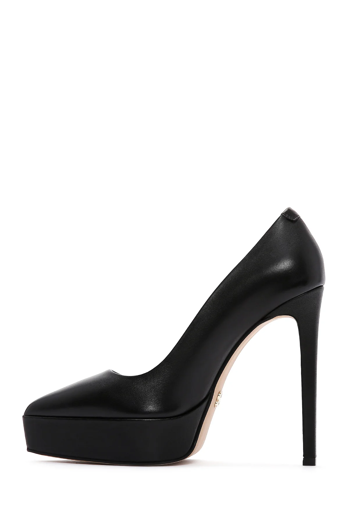 Kadın Siyah Platform Topuklu Deri Stiletto - Image 4