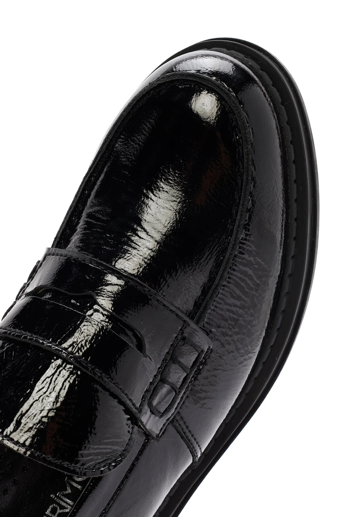 Kadın Siyah Rugan Deri Maskülen Loafer - Image 10