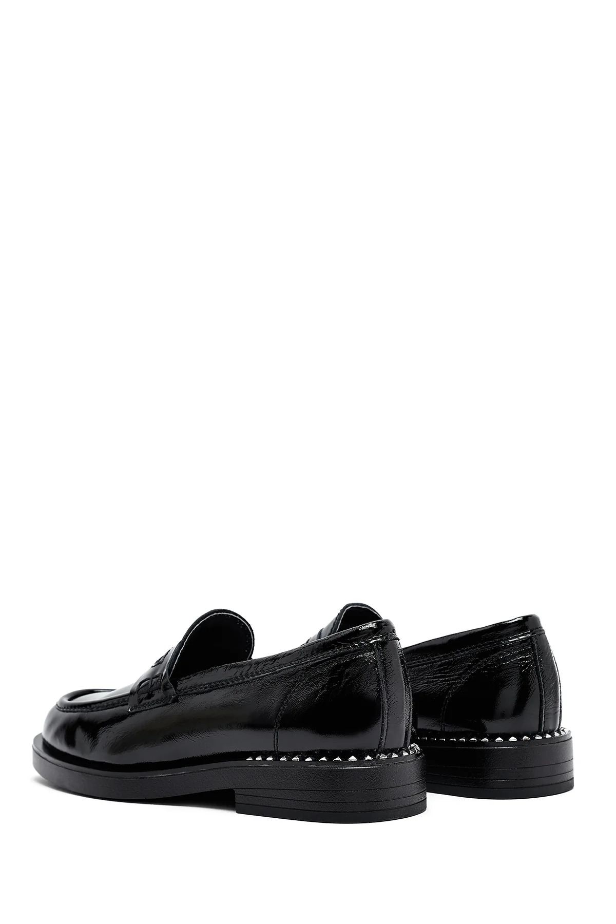 Kadın Siyah Rugan Deri Maskülen Loafer - Image 5
