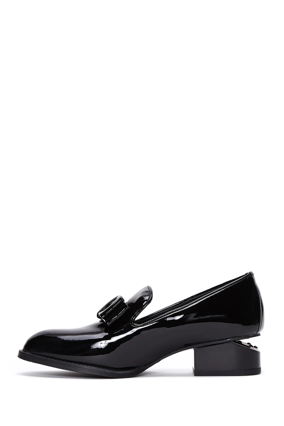 Kadın Siyah Rugan Topuklu Loafer - Image 2