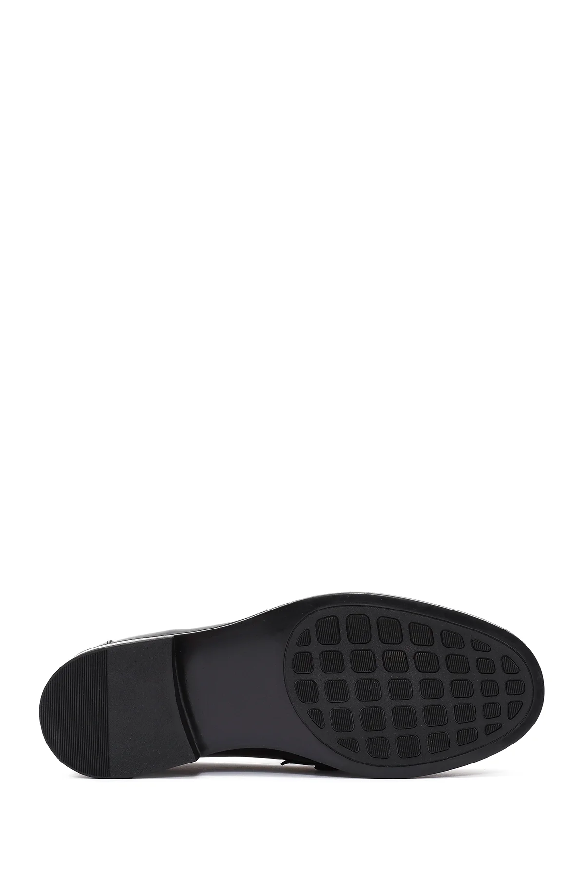 Kadın Siyah Taş Detaylı Deri Maskülen Loafer - Image 4