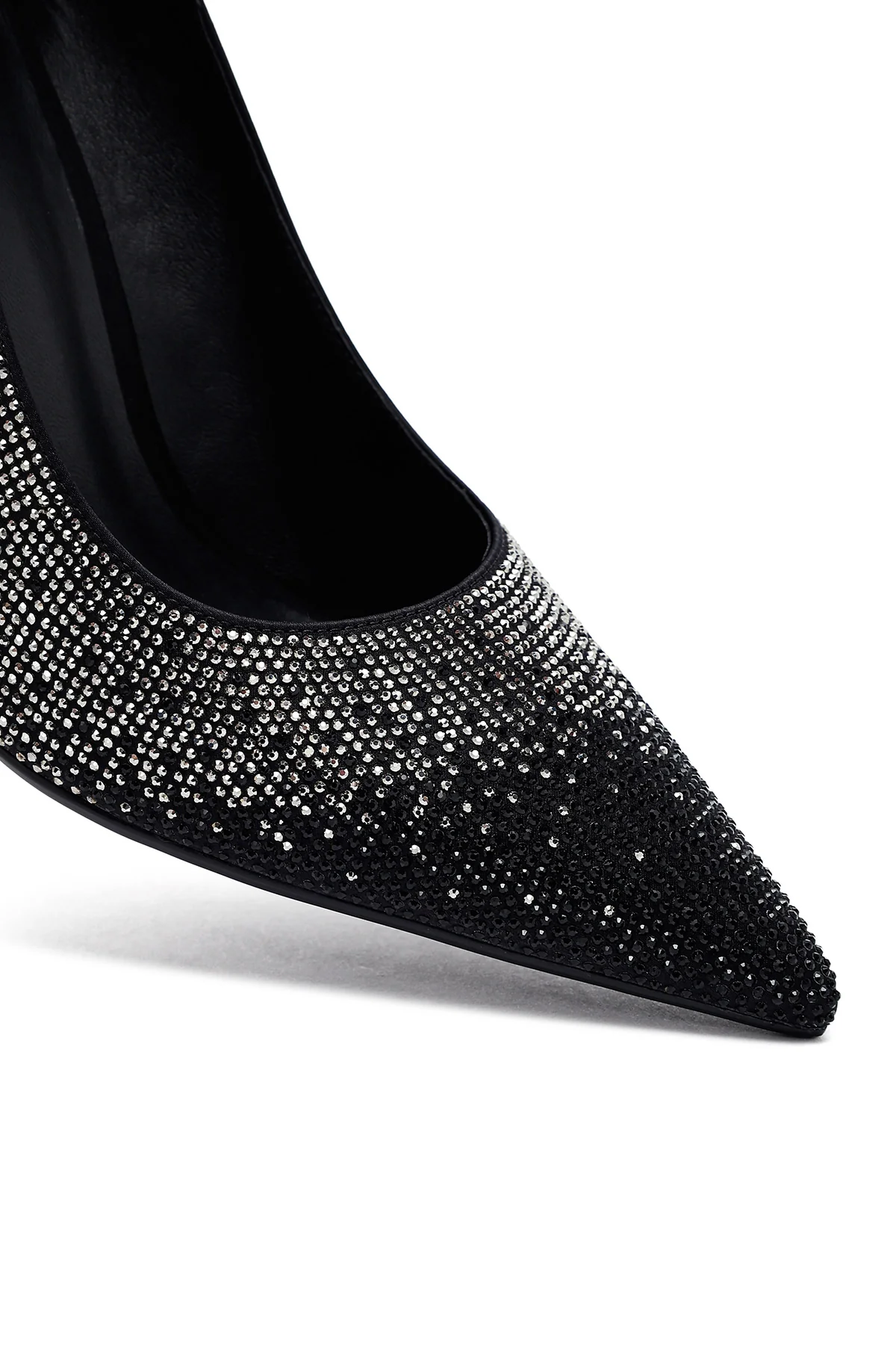 Kadın Siyah Taşlı İnce Topuklu Deri Stiletto - Image 10