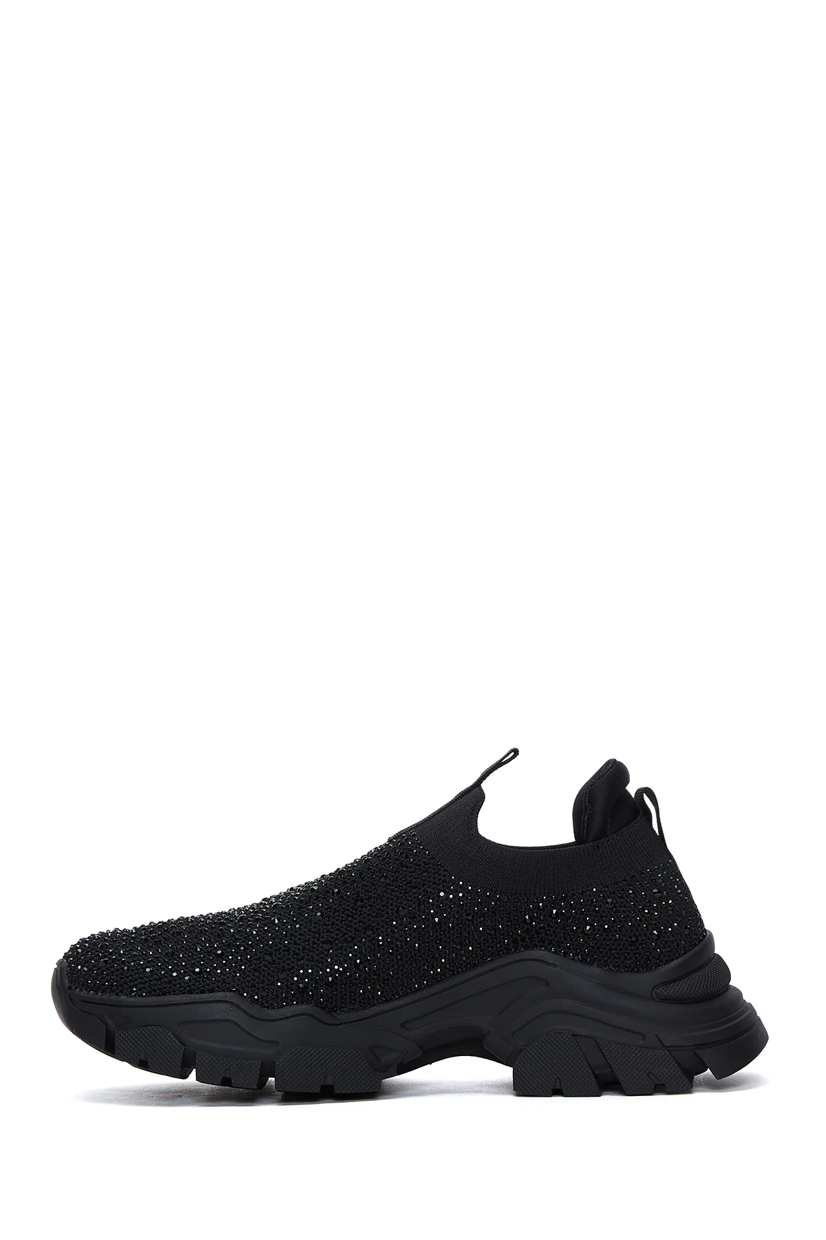 Kadın Siyah Taşlı Kalın Tabanlı Sneaker - Image 2