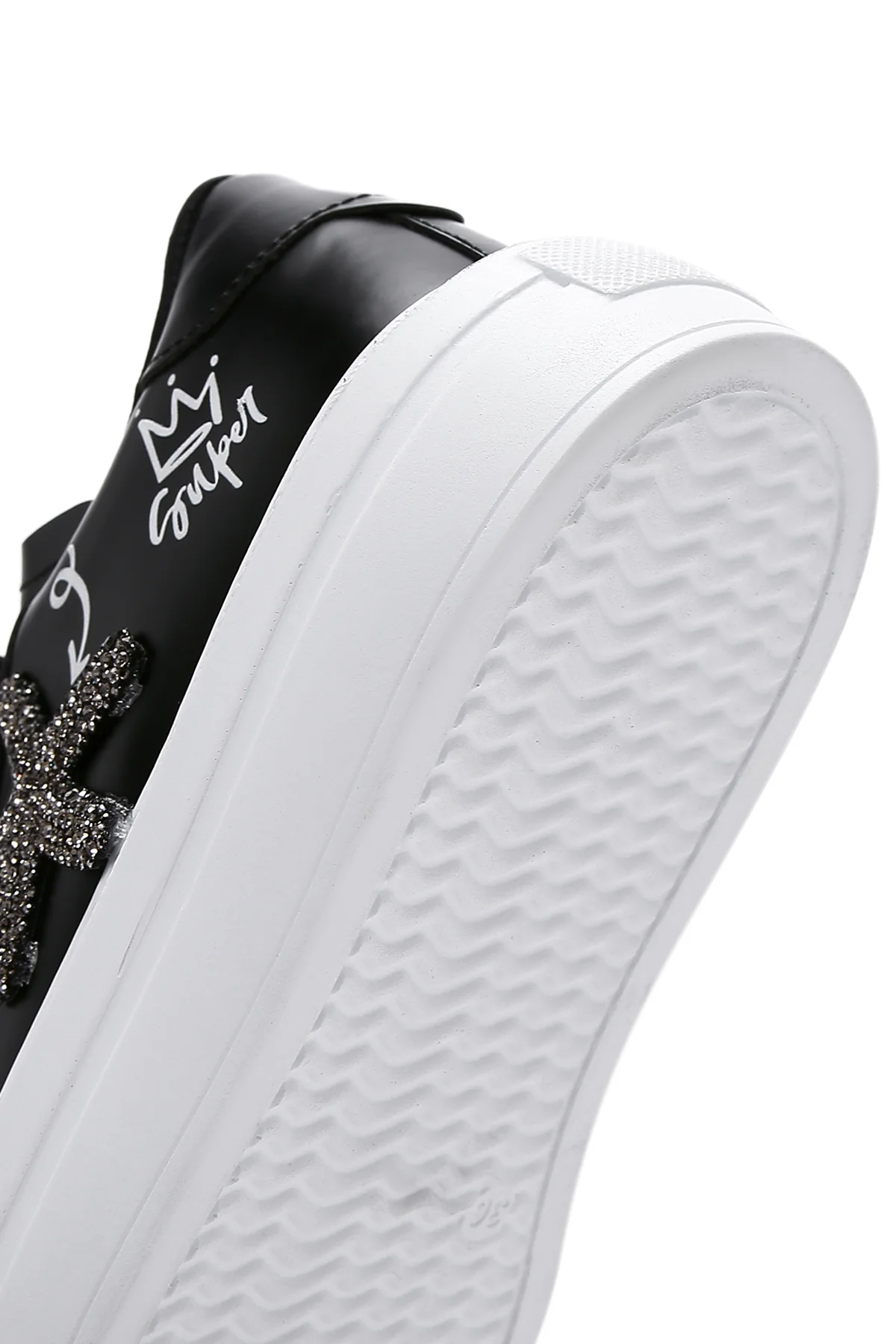 Kadın Siyah Taşlı Kalın Tabanlı Sneaker - Image 8