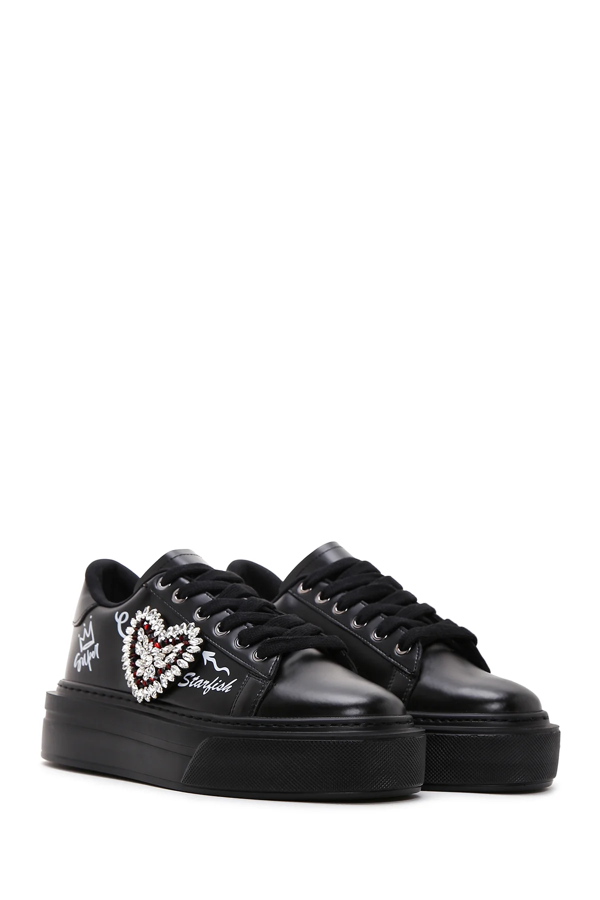 Kadın Siyah Taşlı Sneaker - Image 3