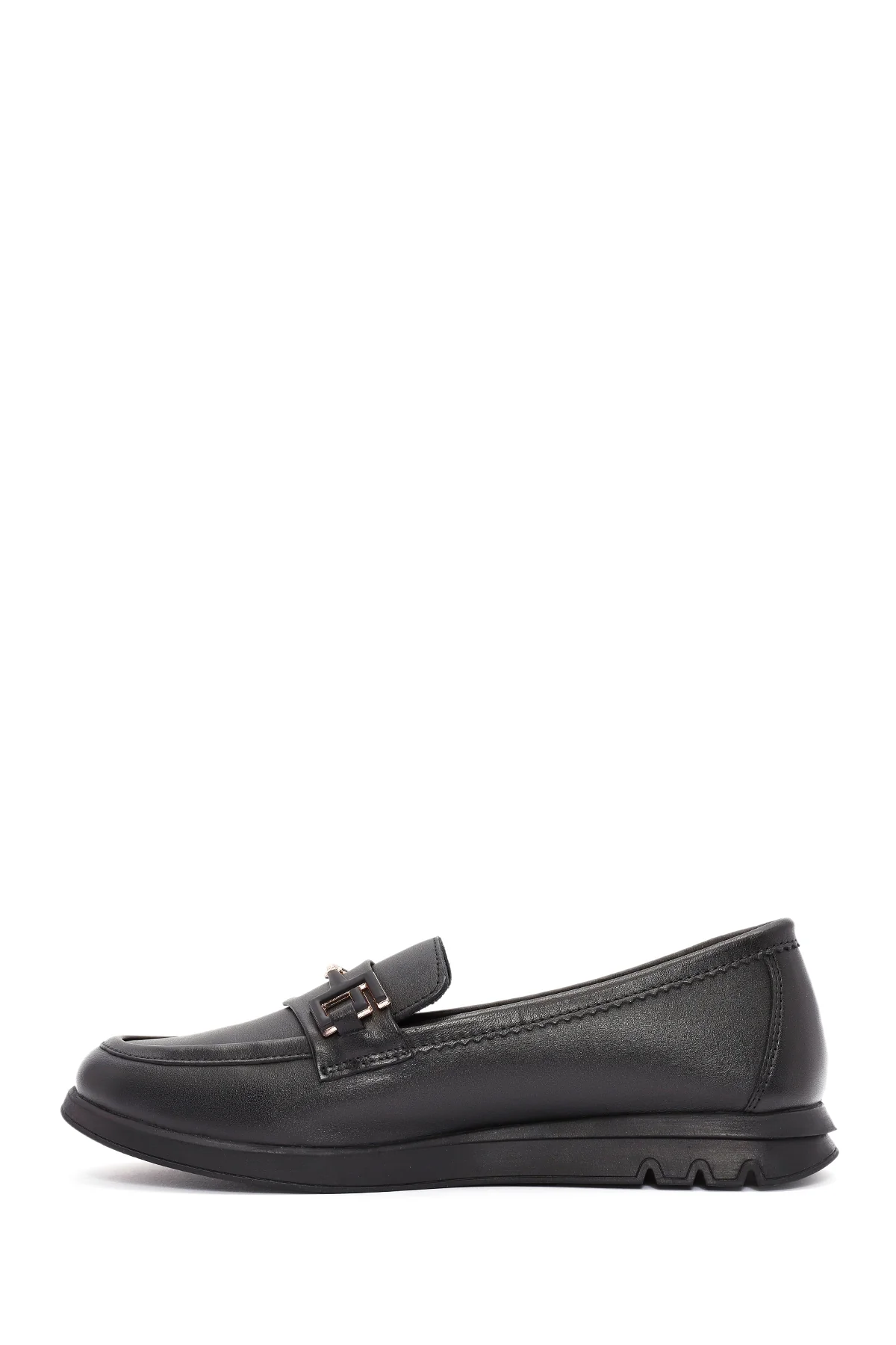 Kadın Siyah Toka Detaylı Deri Comfort Loafer - Image 2