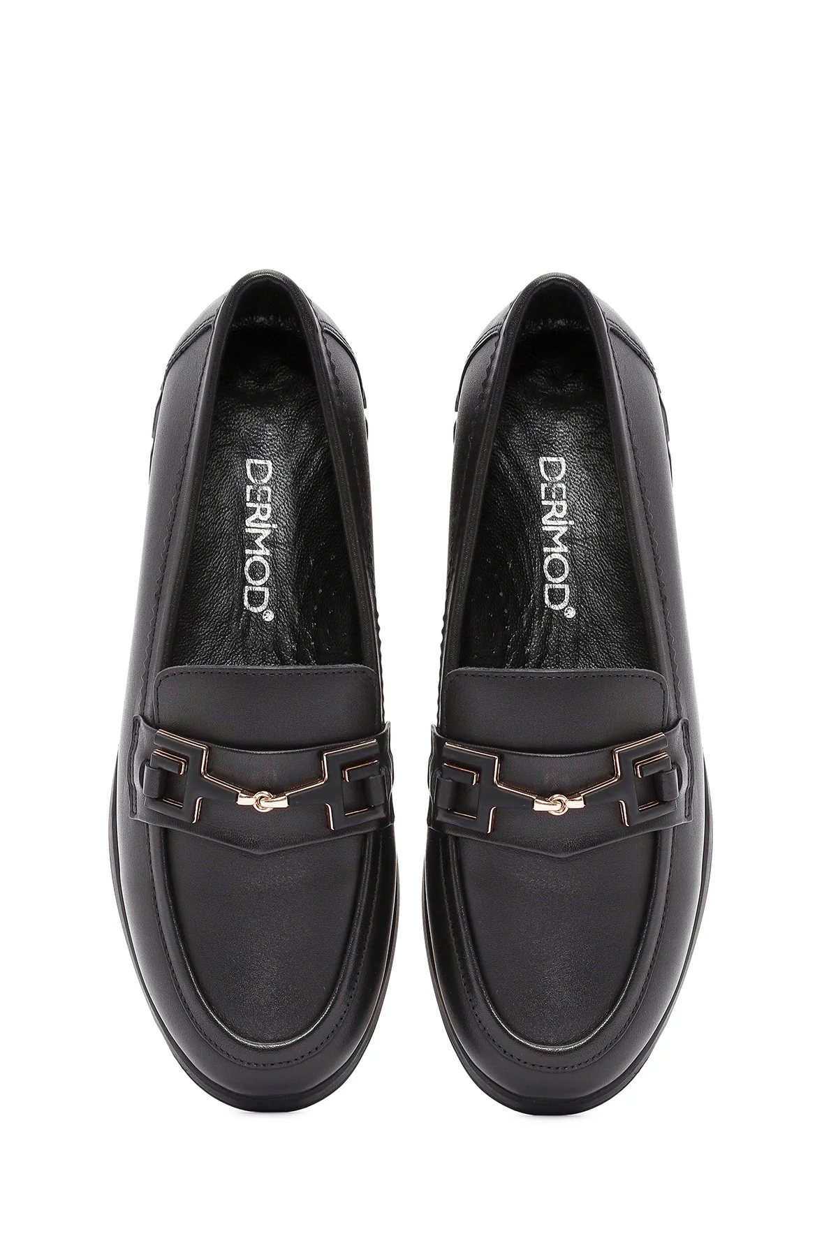 Kadın Siyah Toka Detaylı Deri Comfort Loafer - Image 7