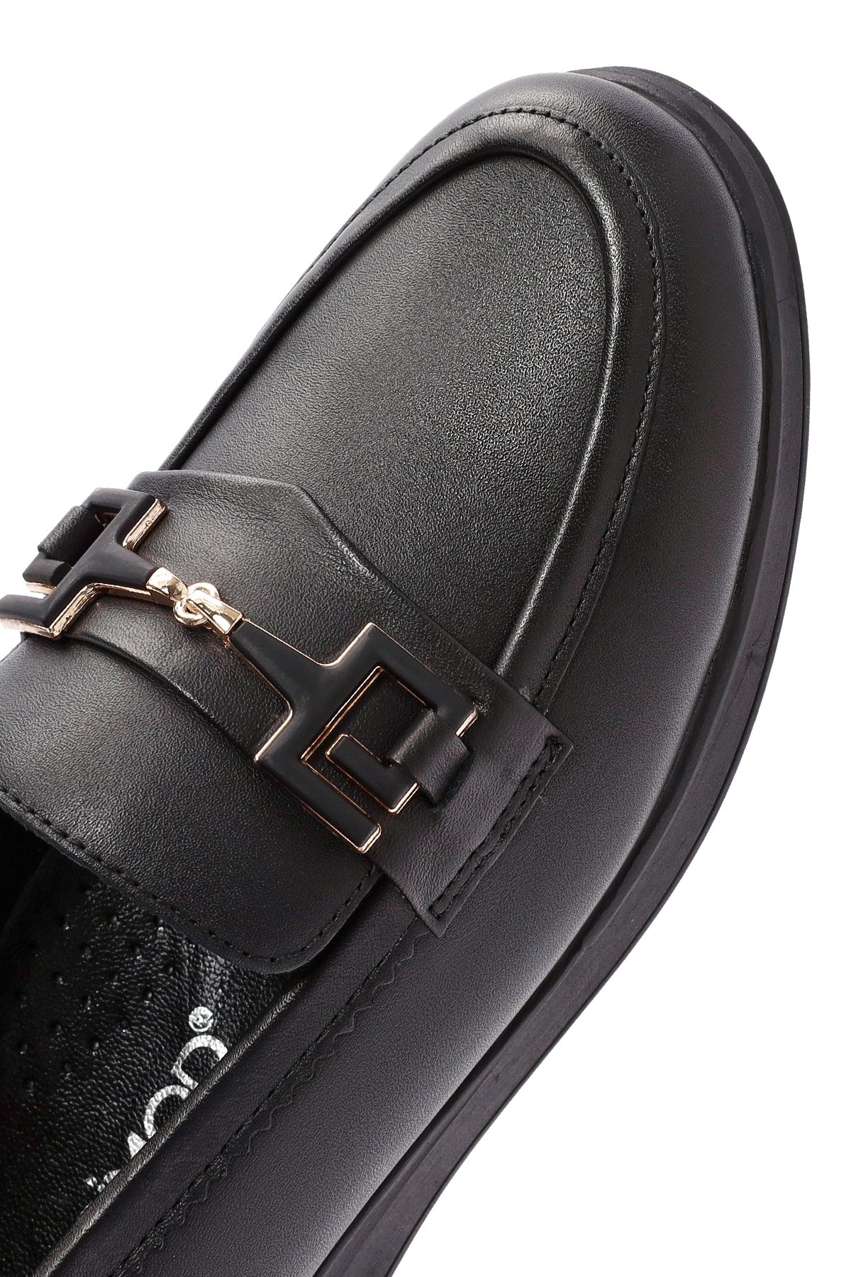 Kadın Siyah Toka Detaylı Deri Comfort Loafer - Image 9