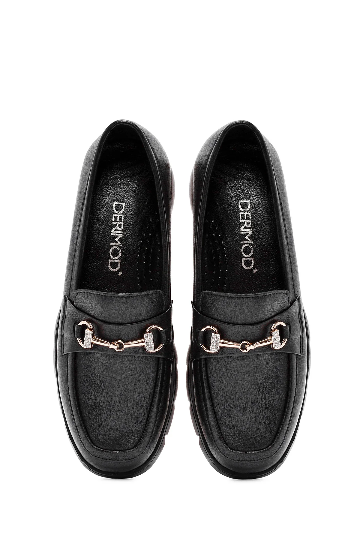 Kadın Siyah Toka Detaylı Deri Comfort Loafer - Image 7