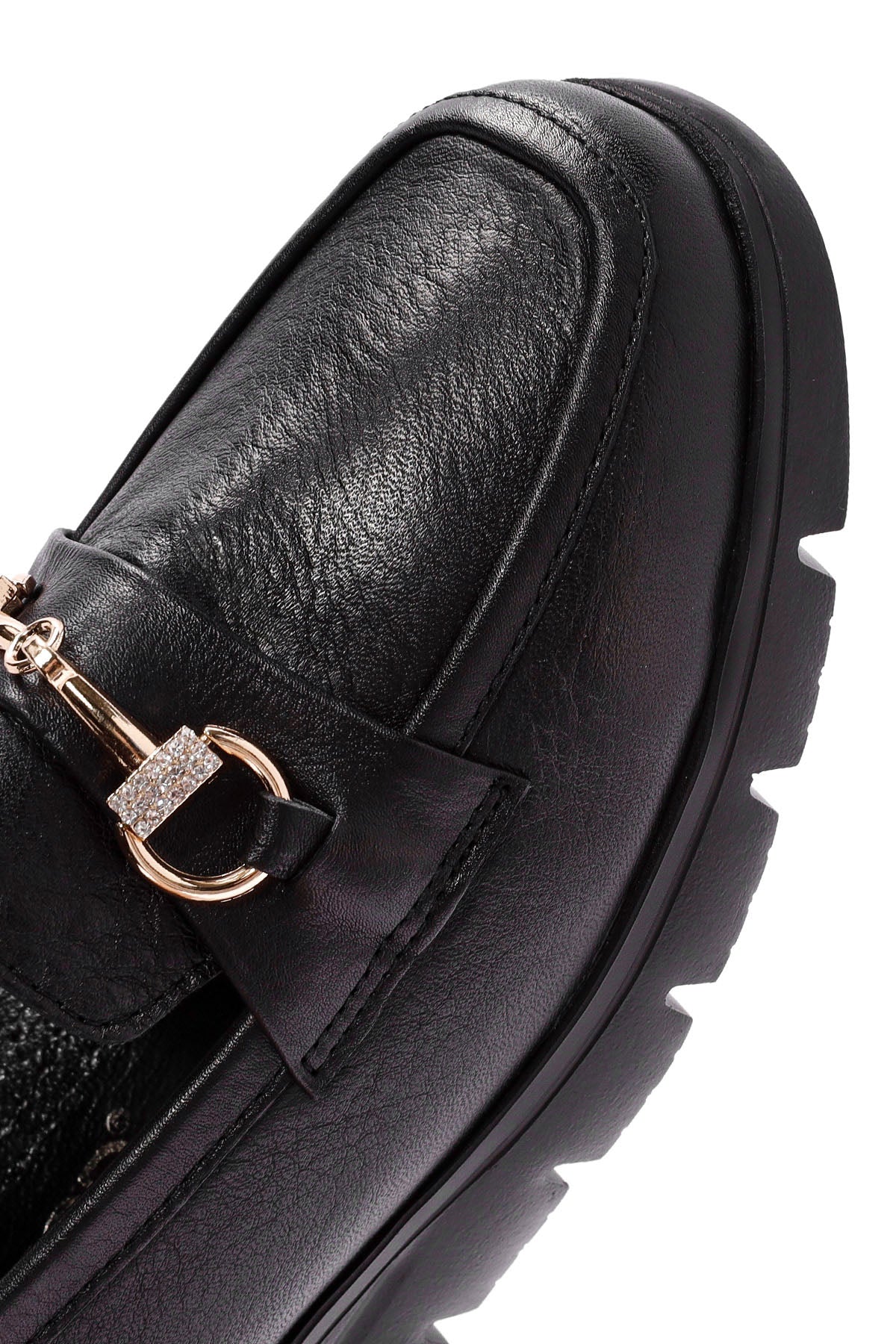 Kadın Siyah Toka Detaylı Deri Comfort Loafer - Image 9