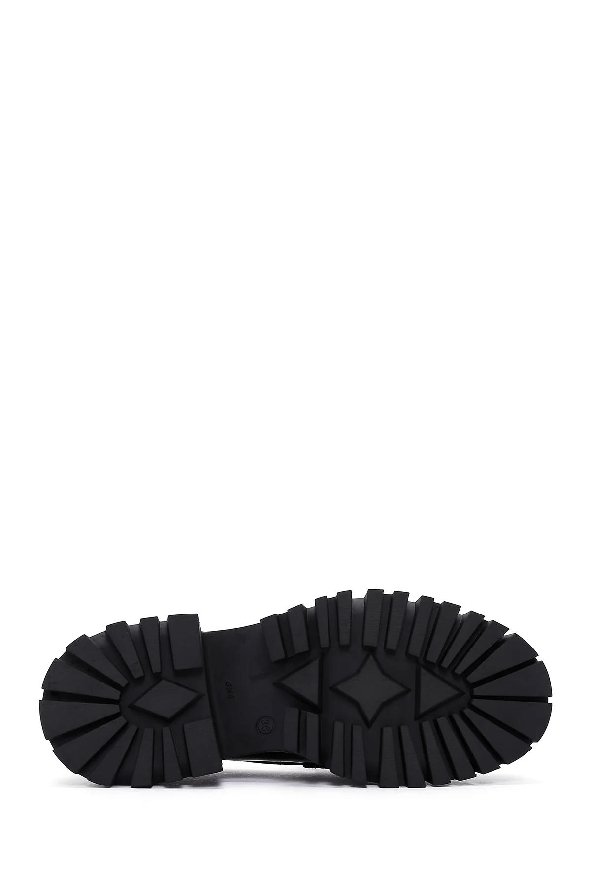 Kadın Siyah Toka Detaylı Deri Maskülen Loafer - Image 4