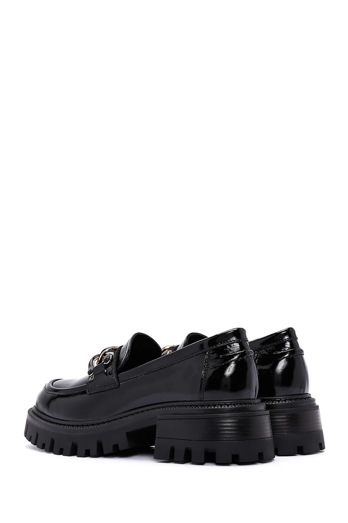 Kadın Siyah Toka Detaylı Deri Maskülen Loafer - Image 5