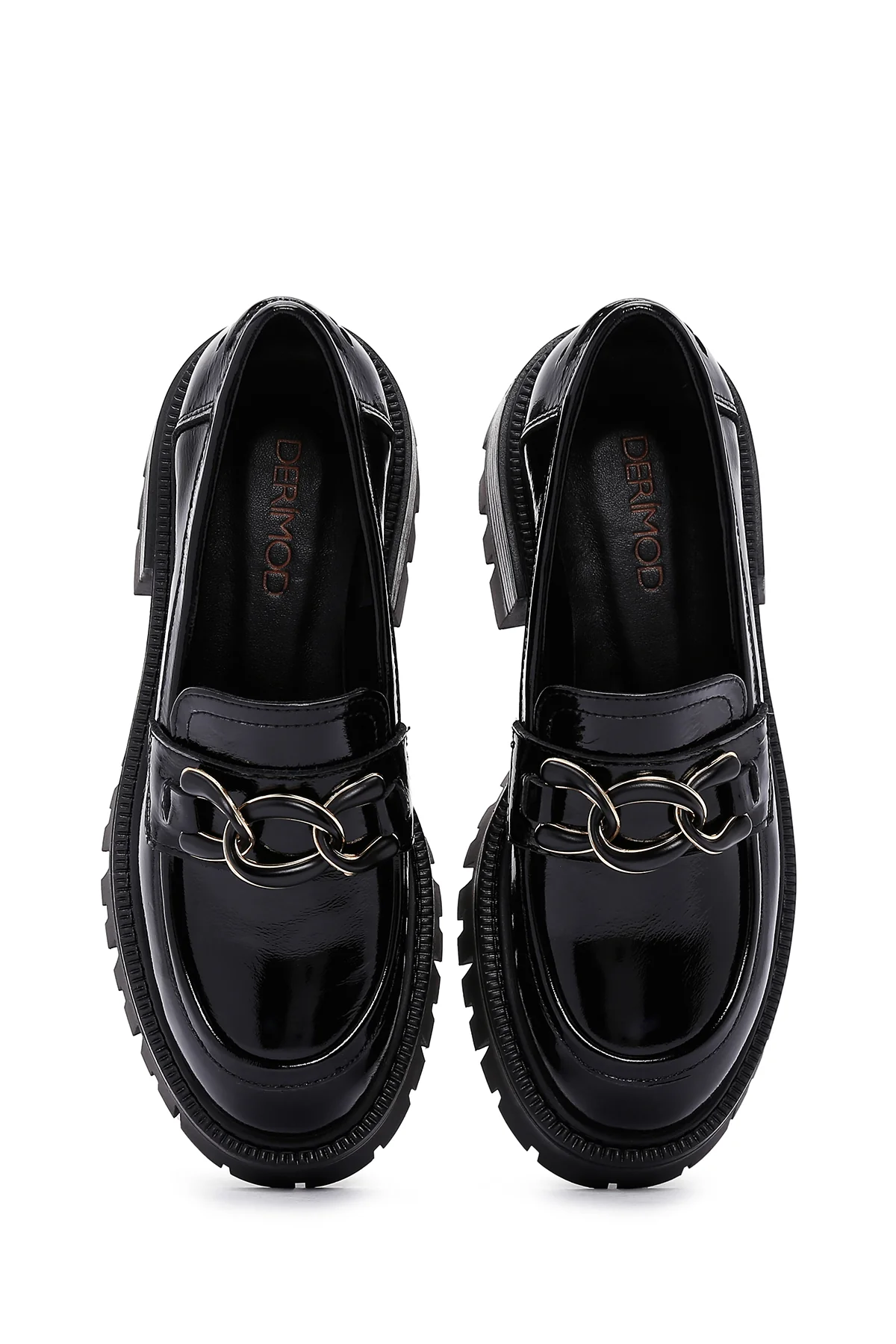 Kadın Siyah Toka Detaylı Deri Maskülen Loafer - Image 6