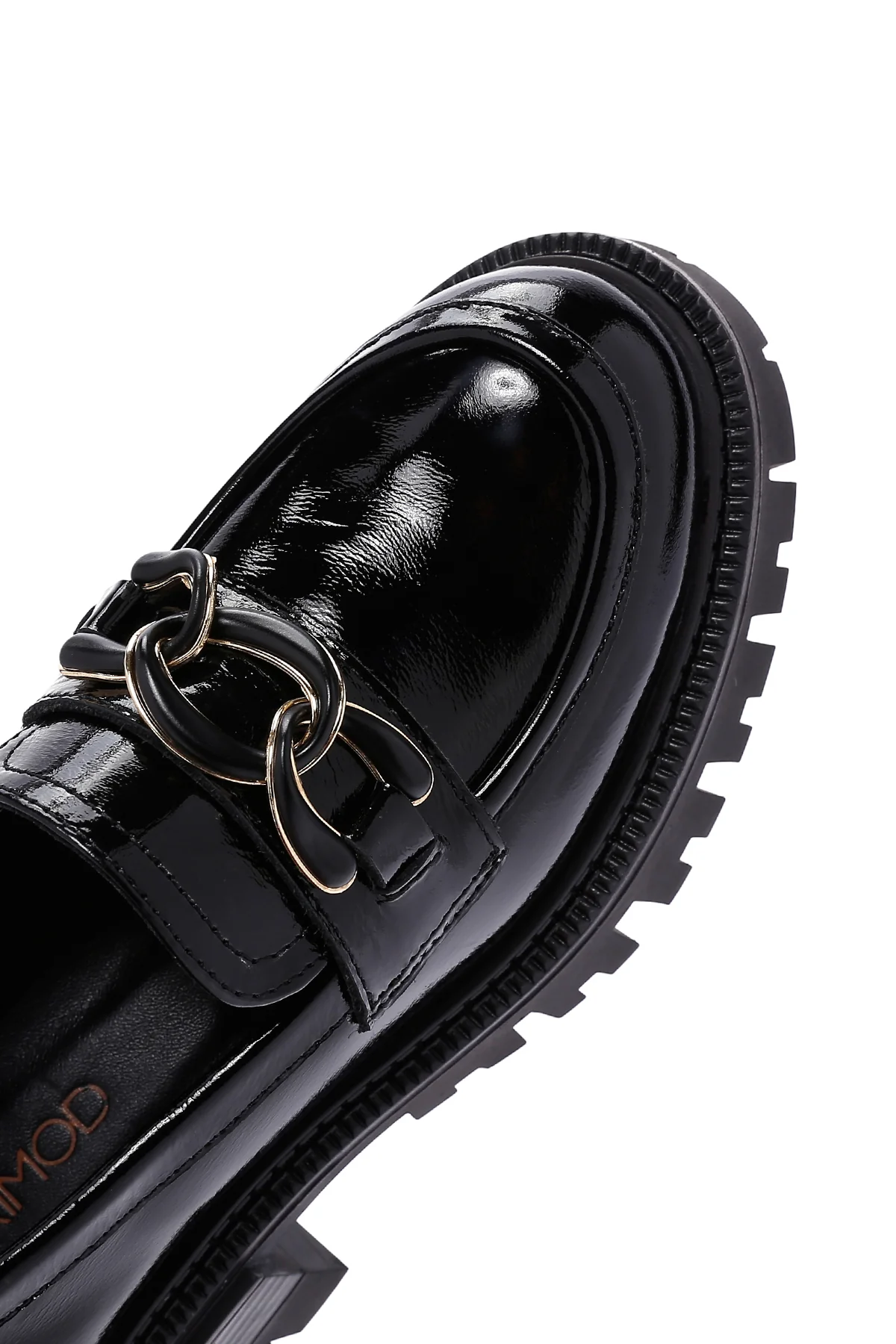 Kadın Siyah Toka Detaylı Deri Maskülen Loafer - Image 8