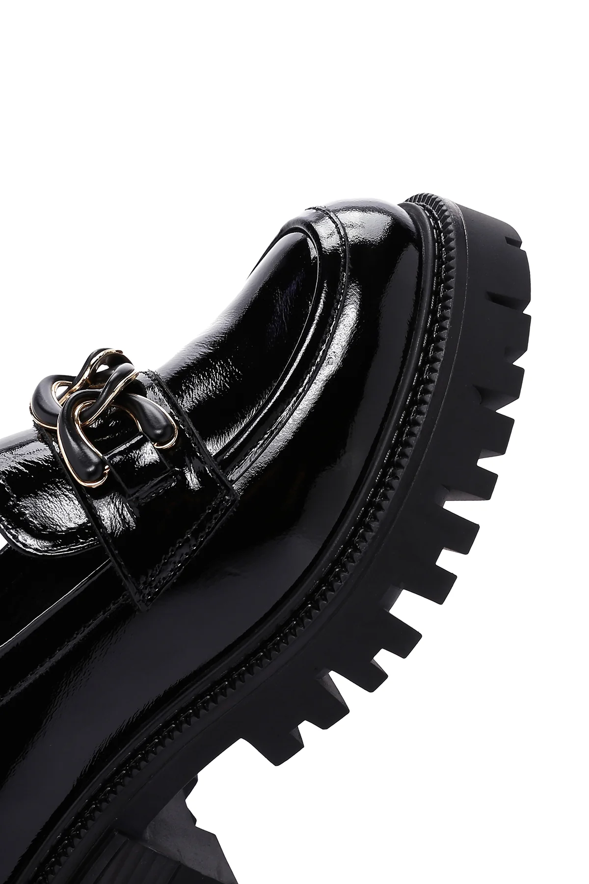 Kadın Siyah Toka Detaylı Deri Maskülen Loafer - Image 9