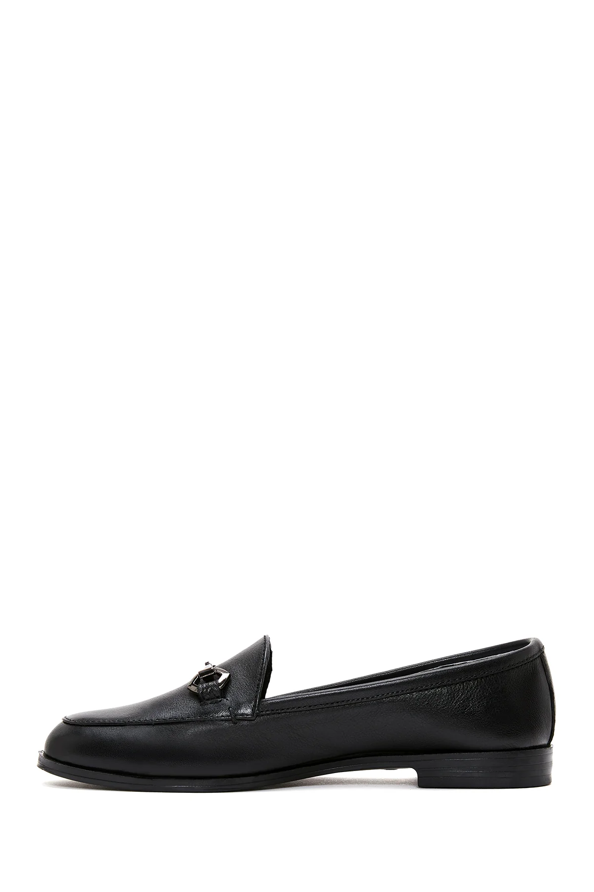 Kadın Siyah Toka Detaylı Deri Maskülen Loafer - Image 2
