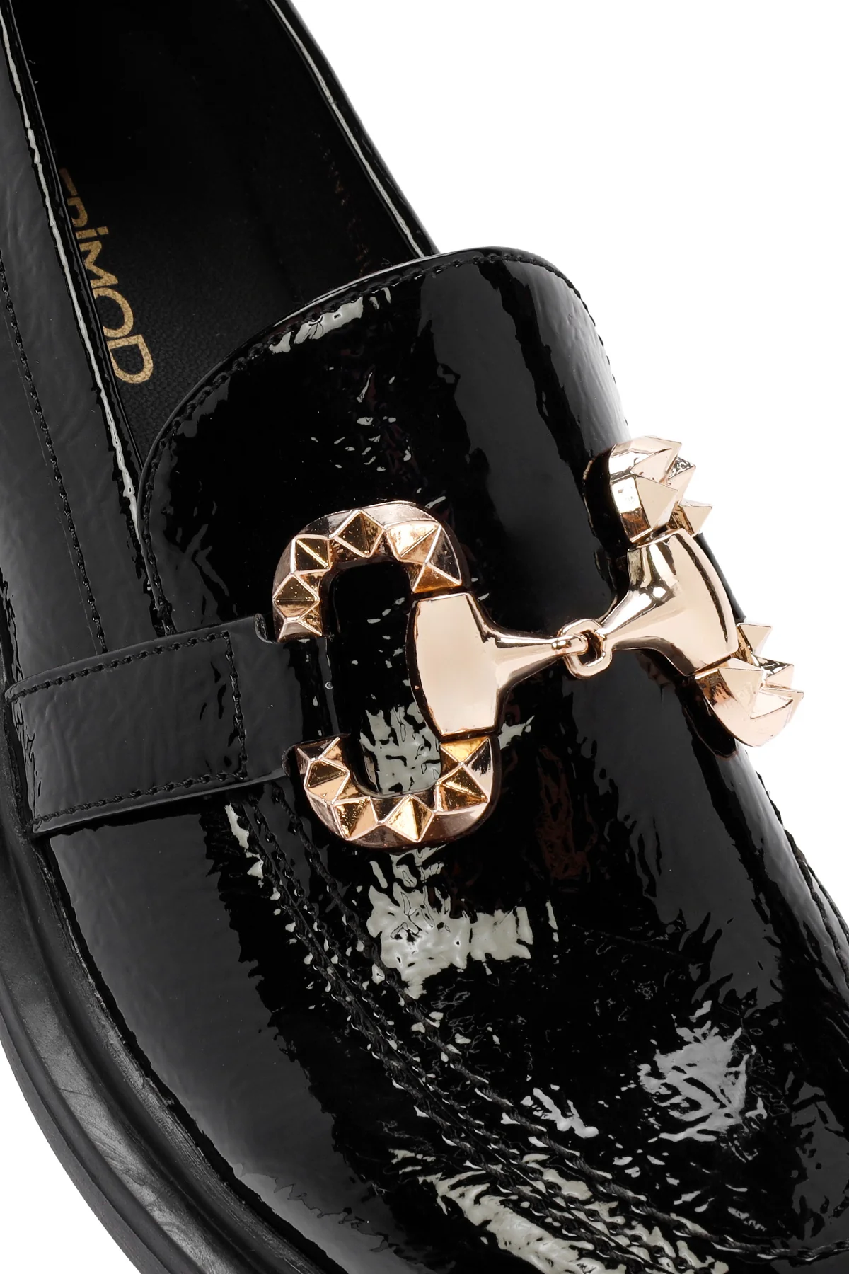 Kadın Siyah Toka Detaylı Rugan Maskülen Loafer - Image 10