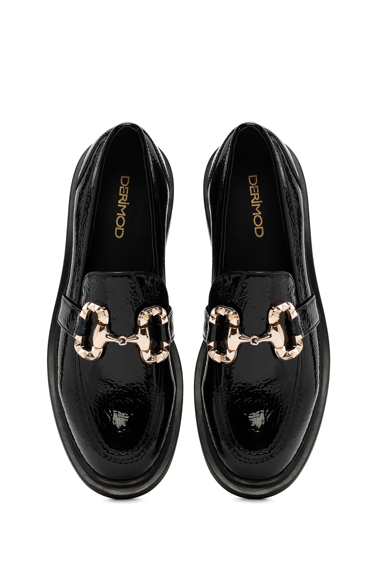 Kadın Siyah Toka Detaylı Rugan Maskülen Loafer - Image 7