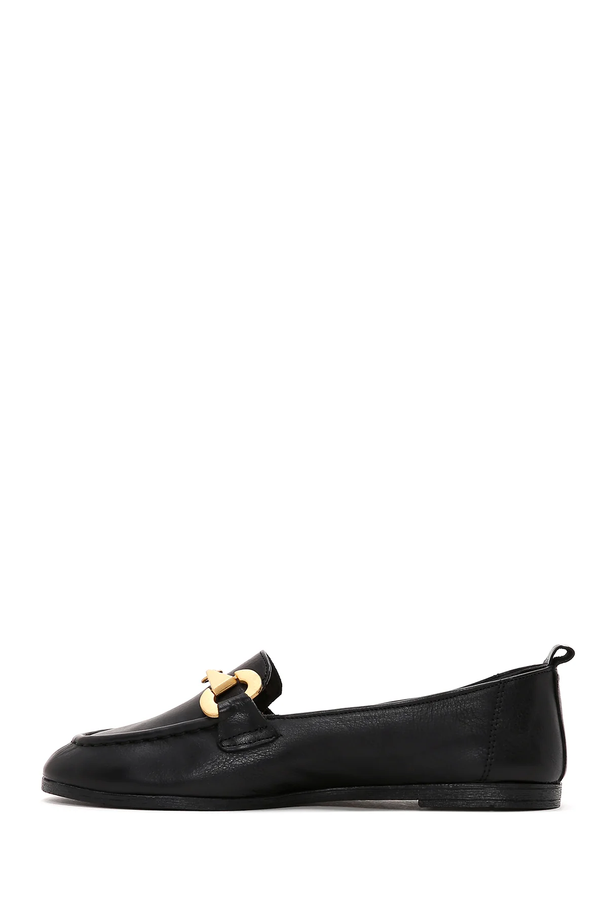 Kadın Siyah Tokalı Deri Maskülen Loafer - Image 2