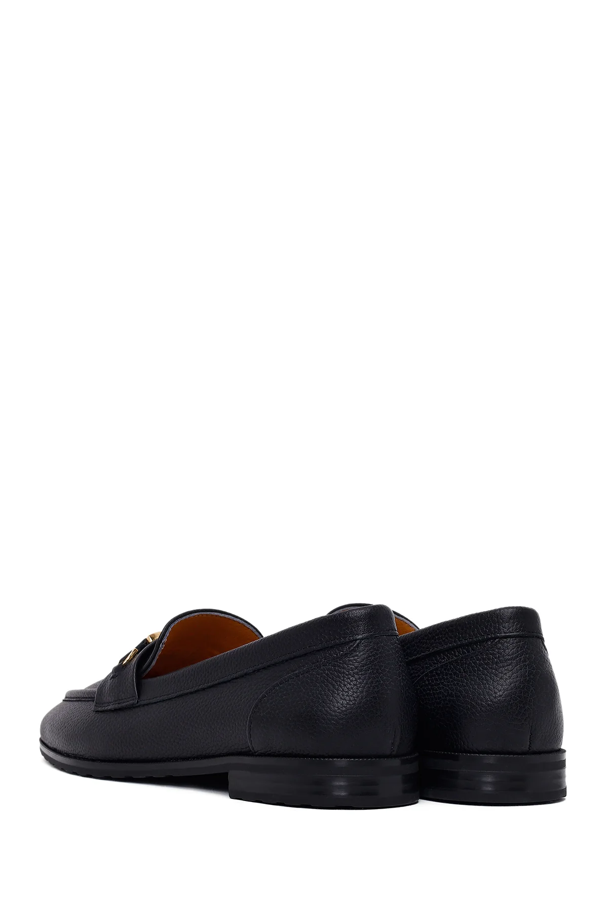 Kadın Siyah Tokalı Maskülen Deri Loafer - Image 6