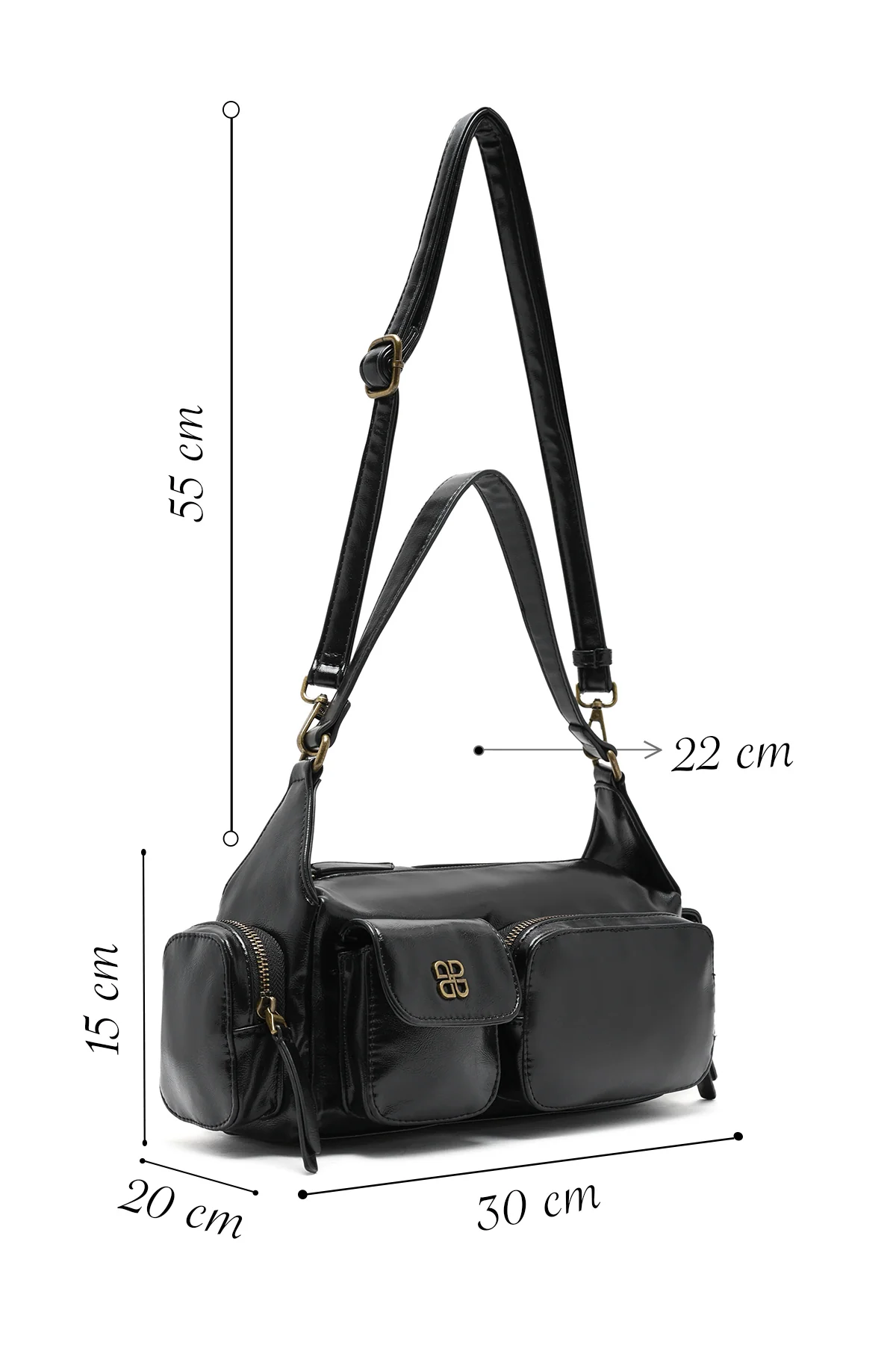 Kadın Siyah Uzun Askılı Omuz Çantası - Image 2