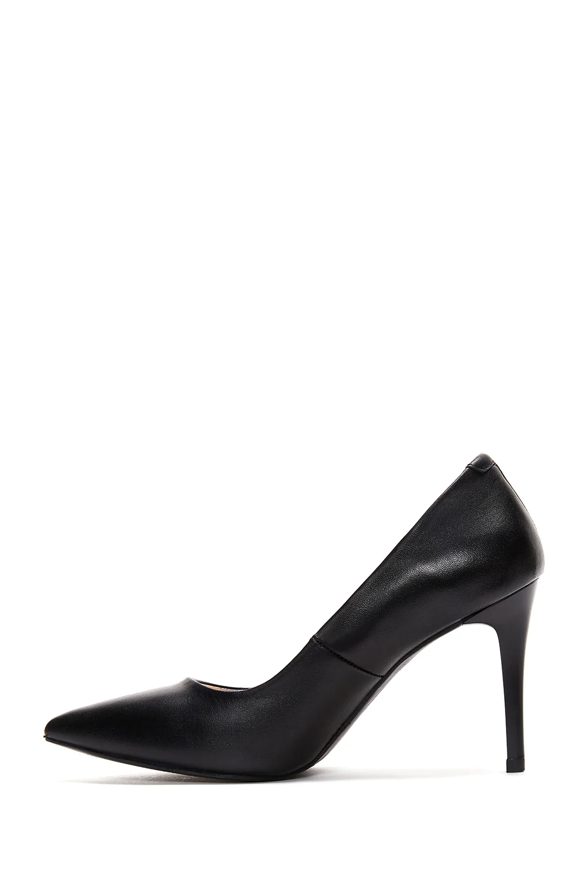 Kadın Siyah Yüksek Topuklu Deri Stiletto - Image 4