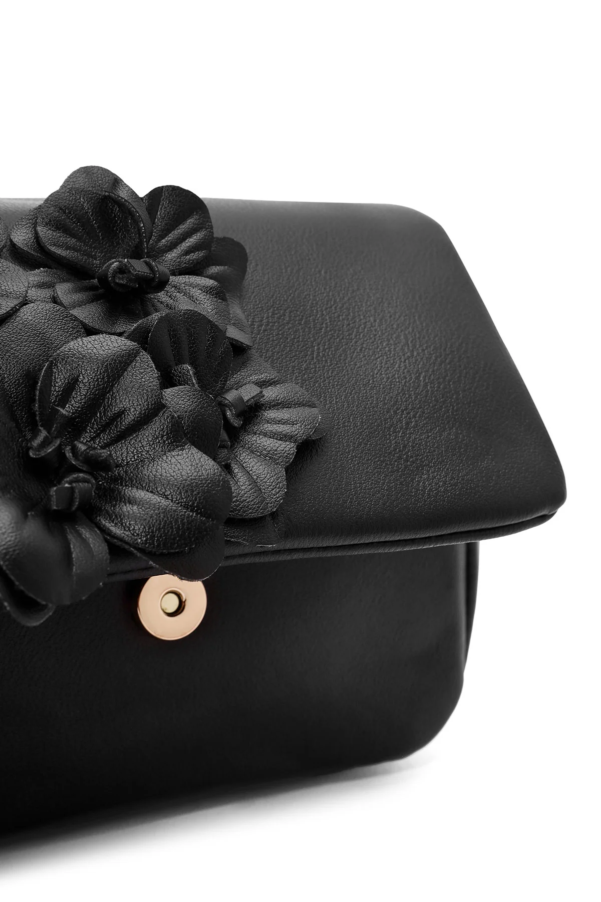 Kadın Siyah Zincir Askılı Floral Detaylı Mini Omuz Çantası - Image 11