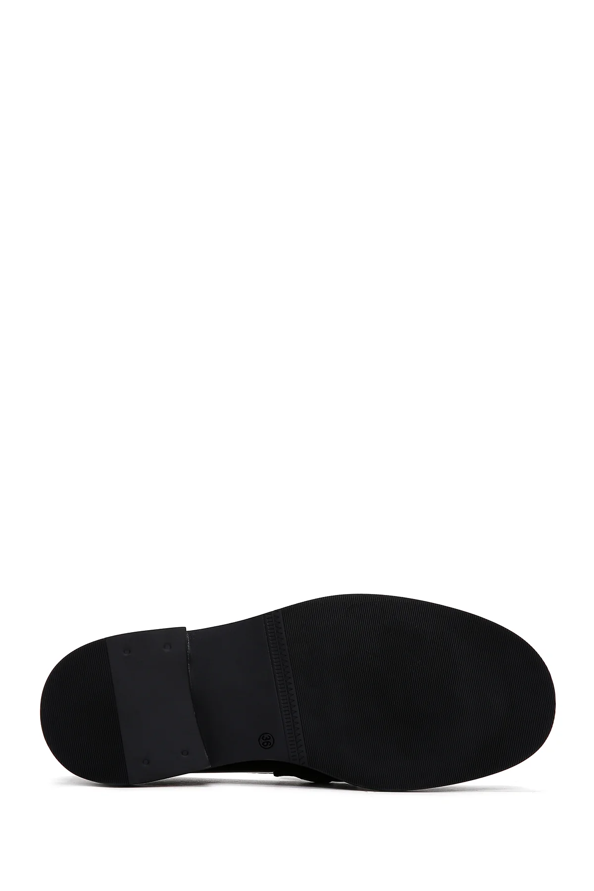 Kadın Siyah Zincir Detaylı Deri Maskülen Loafer - Image 4