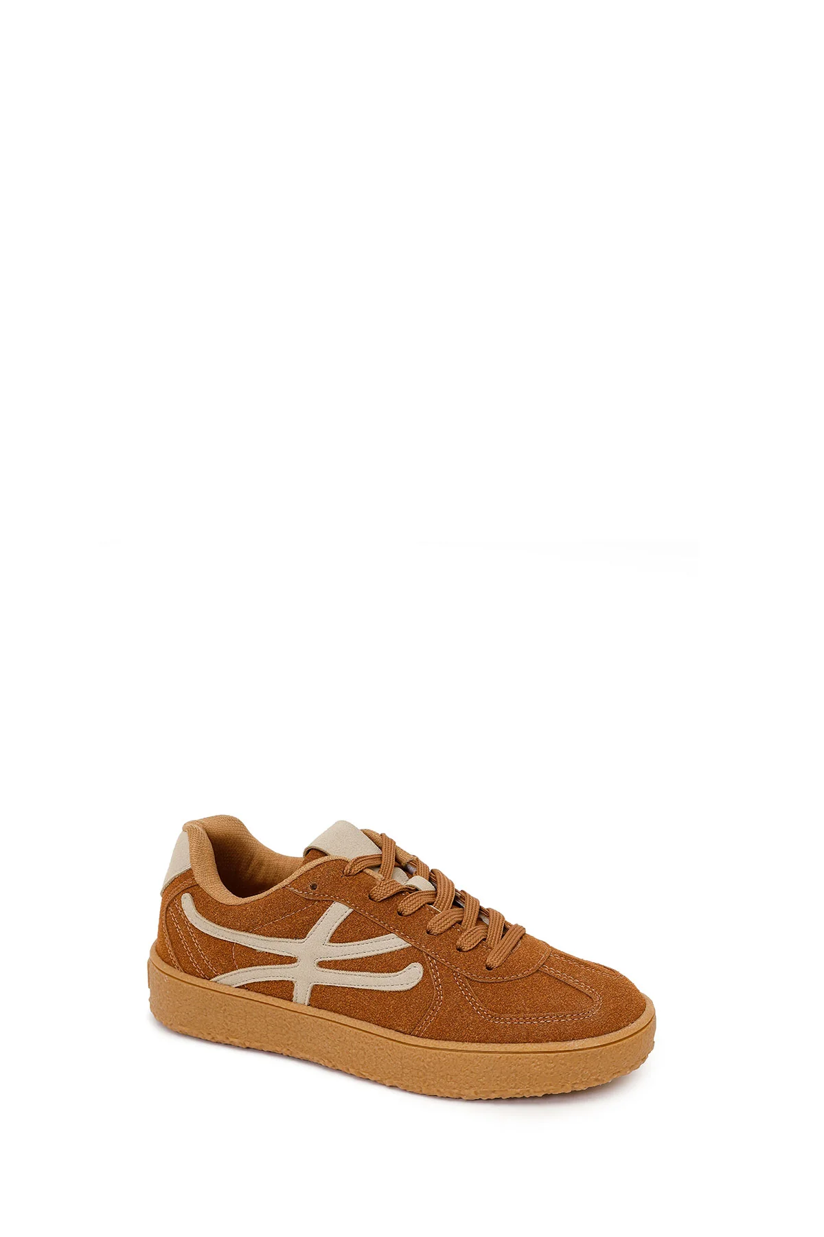 Kadın Taba Bağcıklı Kalın Tabanlı Süet Sneaker - Image 7