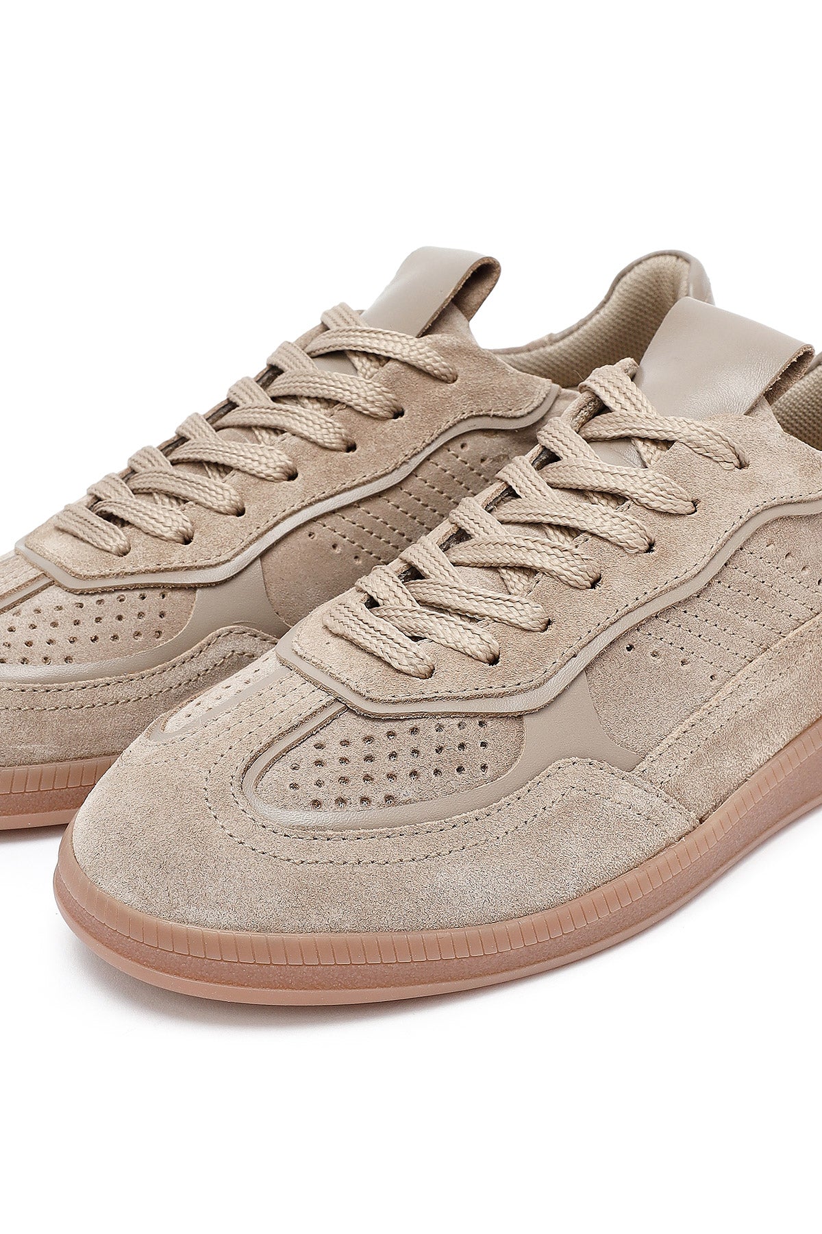 Kadın Taba Bağcıklı Süet Deri Sneaker - Image 9
