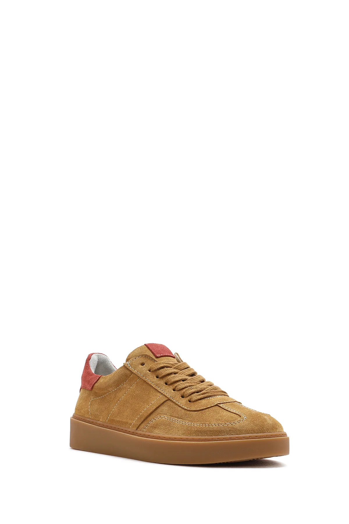 Kadın Taba Bağcıklı Süet Deri Sneaker - Image 6