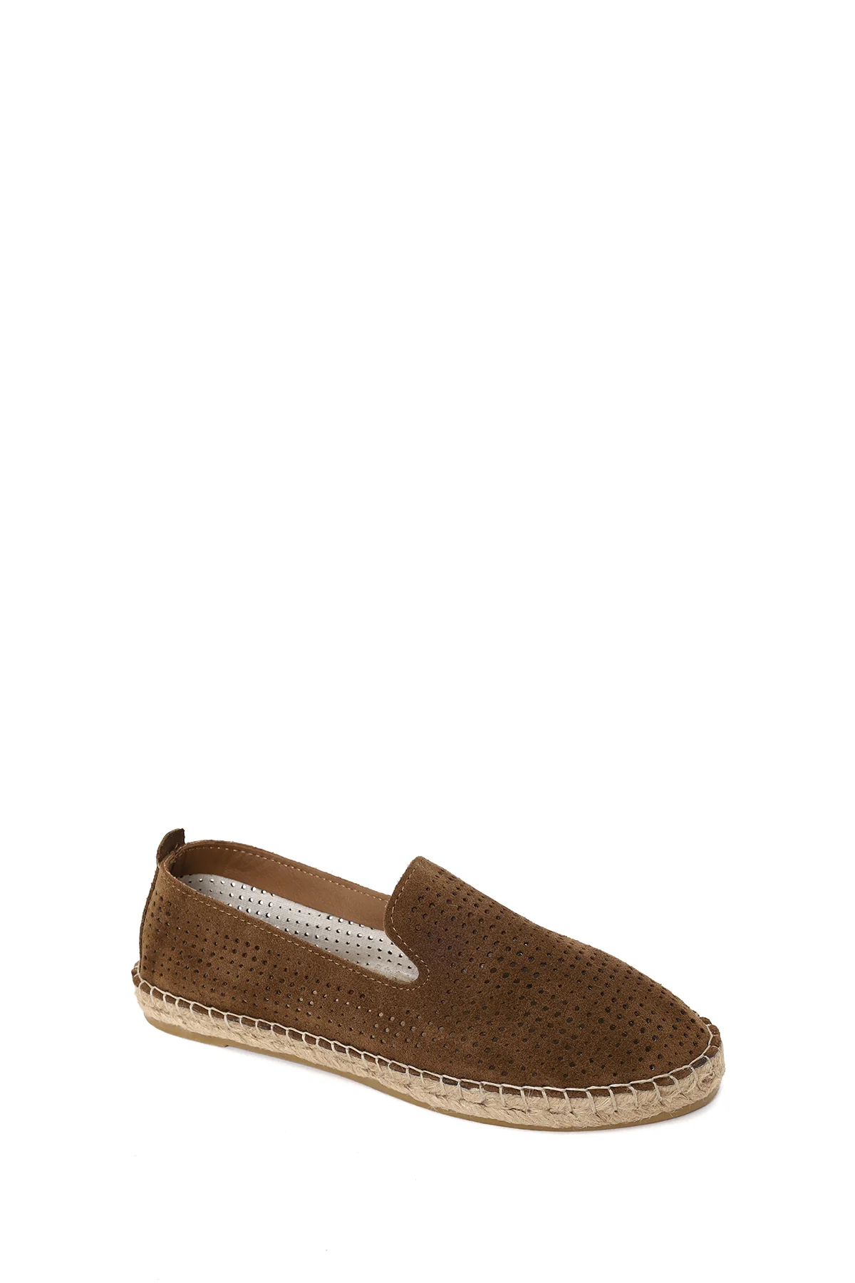 Kadın Taba Desenli Süet Deri Espadril - Image 8
