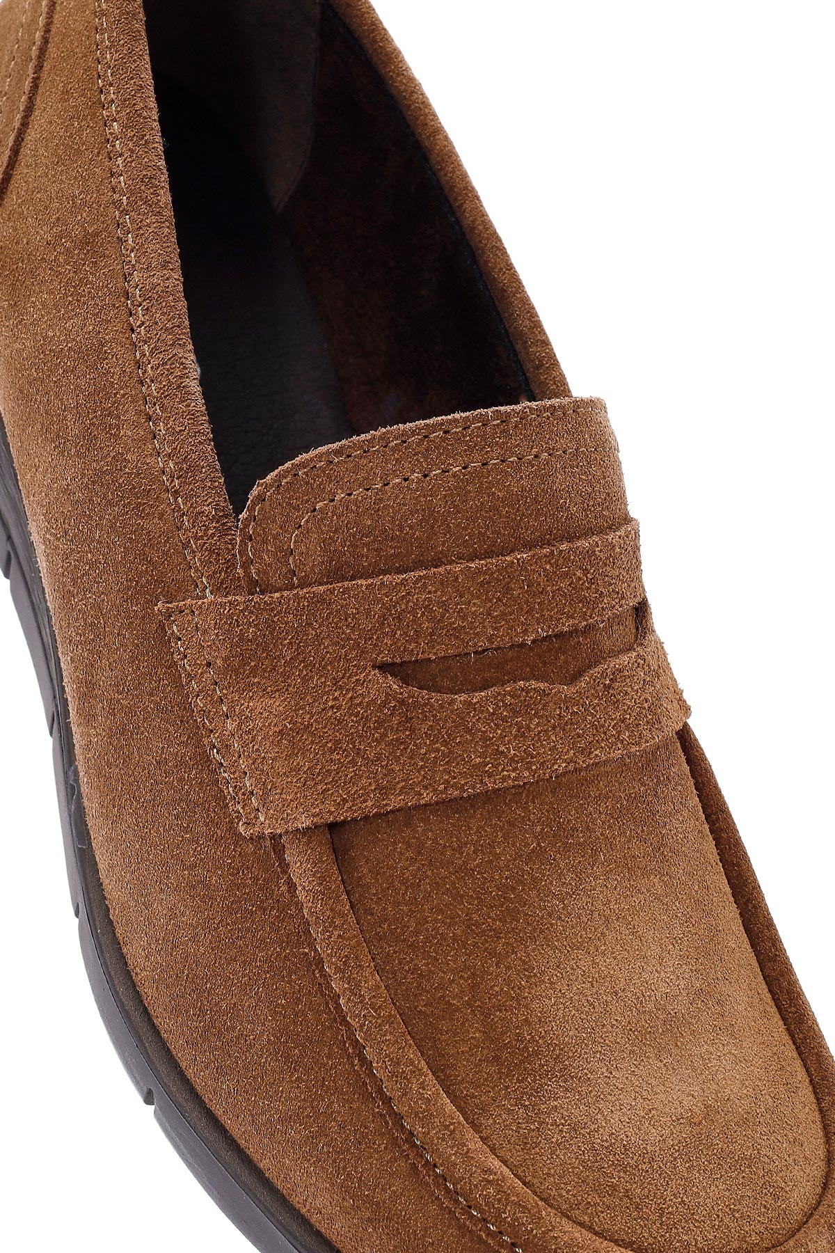 Kadın Taba Dolgu Topuklu Süet Deri Comfort Loafer - Image 9